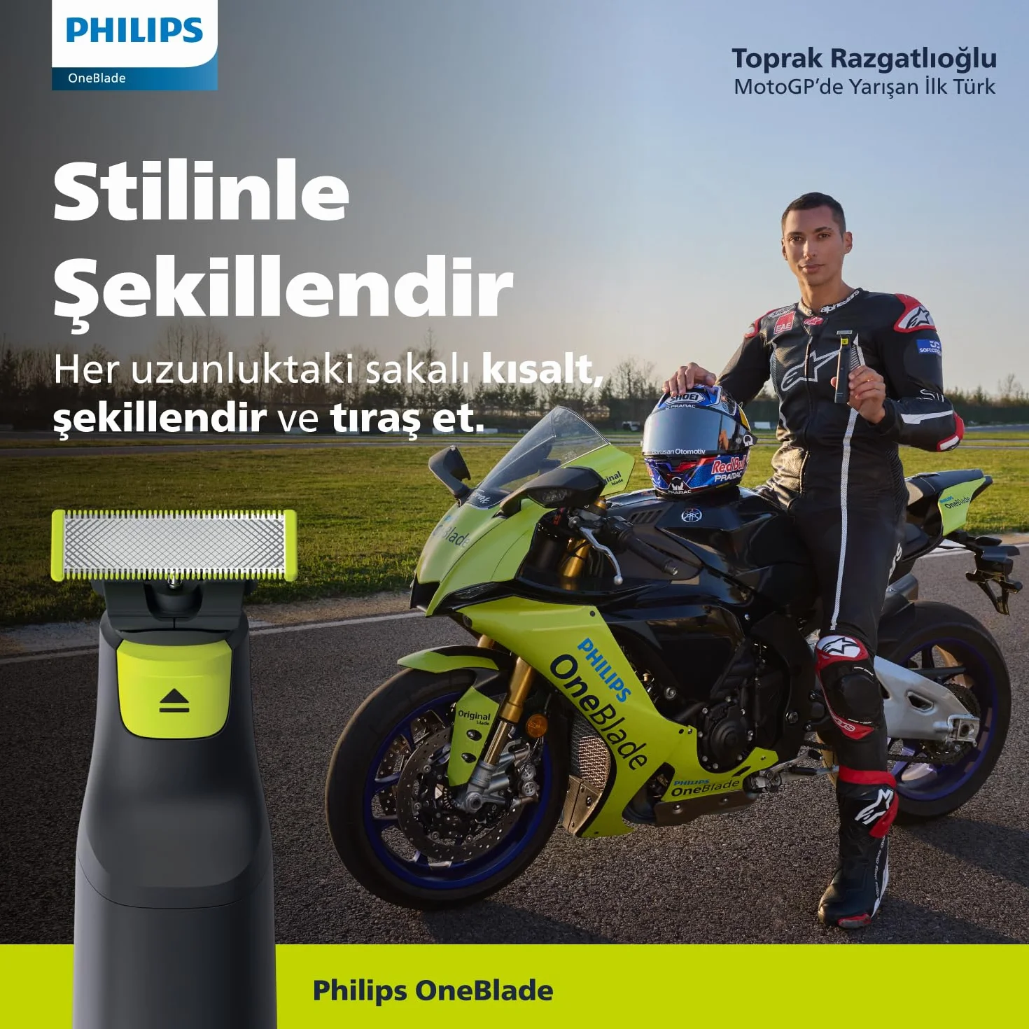 PHILIPS Oneblade QP2724/10 Regolabarba 3 accessori 1-5mm Senza Fili Ricaricabile Verde Nero