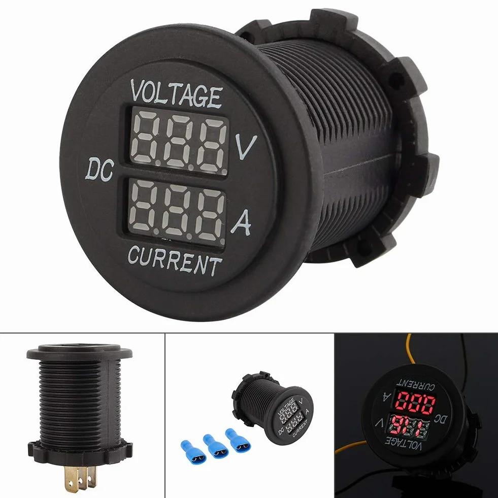 Voltmetro digitale a LED, DC 12-24V Doppio voltmetro digitale a LED Amperometro Amp Volt Meter Guage Car Motorcycle