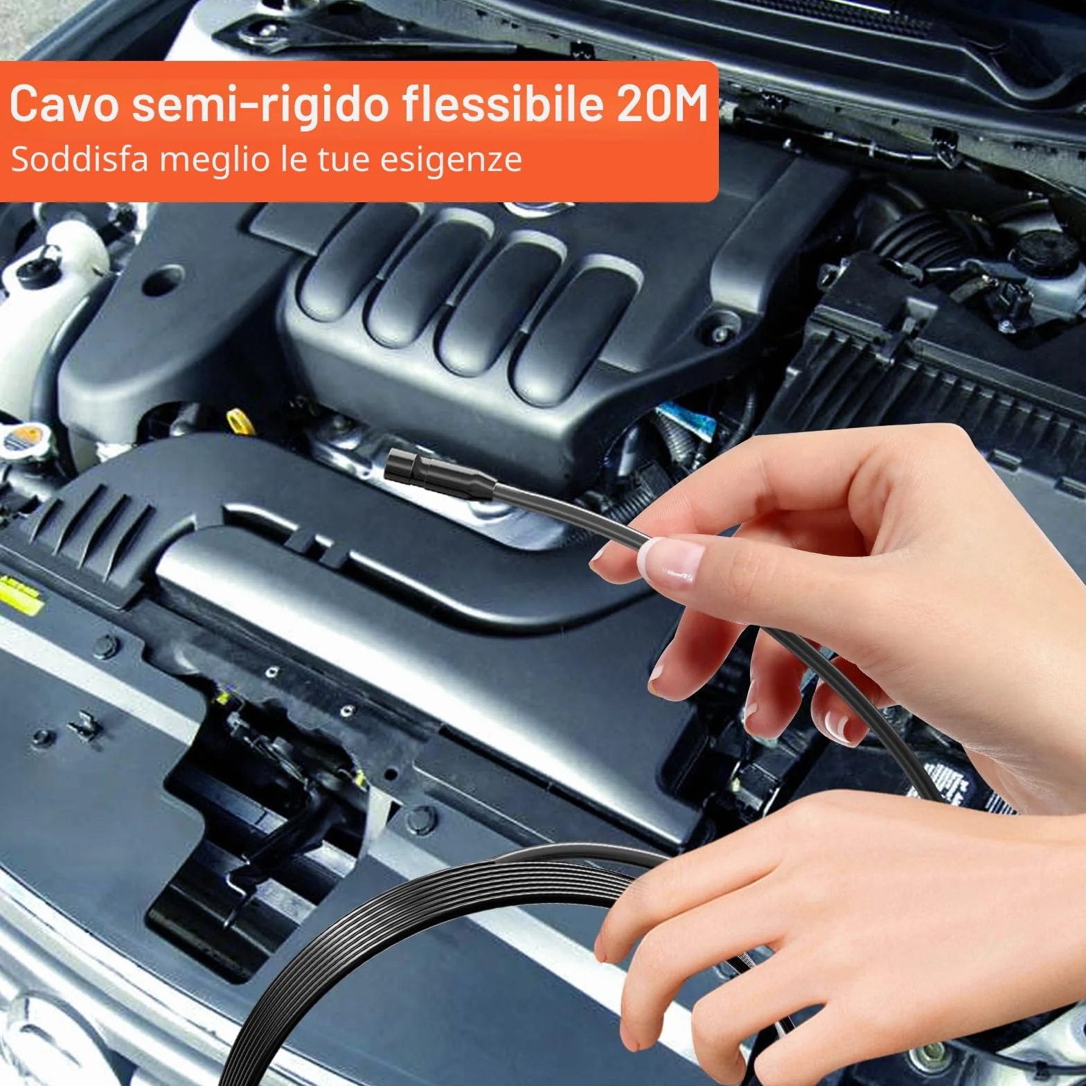 SKYBASIC Endoscopio Industriale 7.9mm 4.3" Schermo LCD IP67 Telecamera Ispezione DT-20M