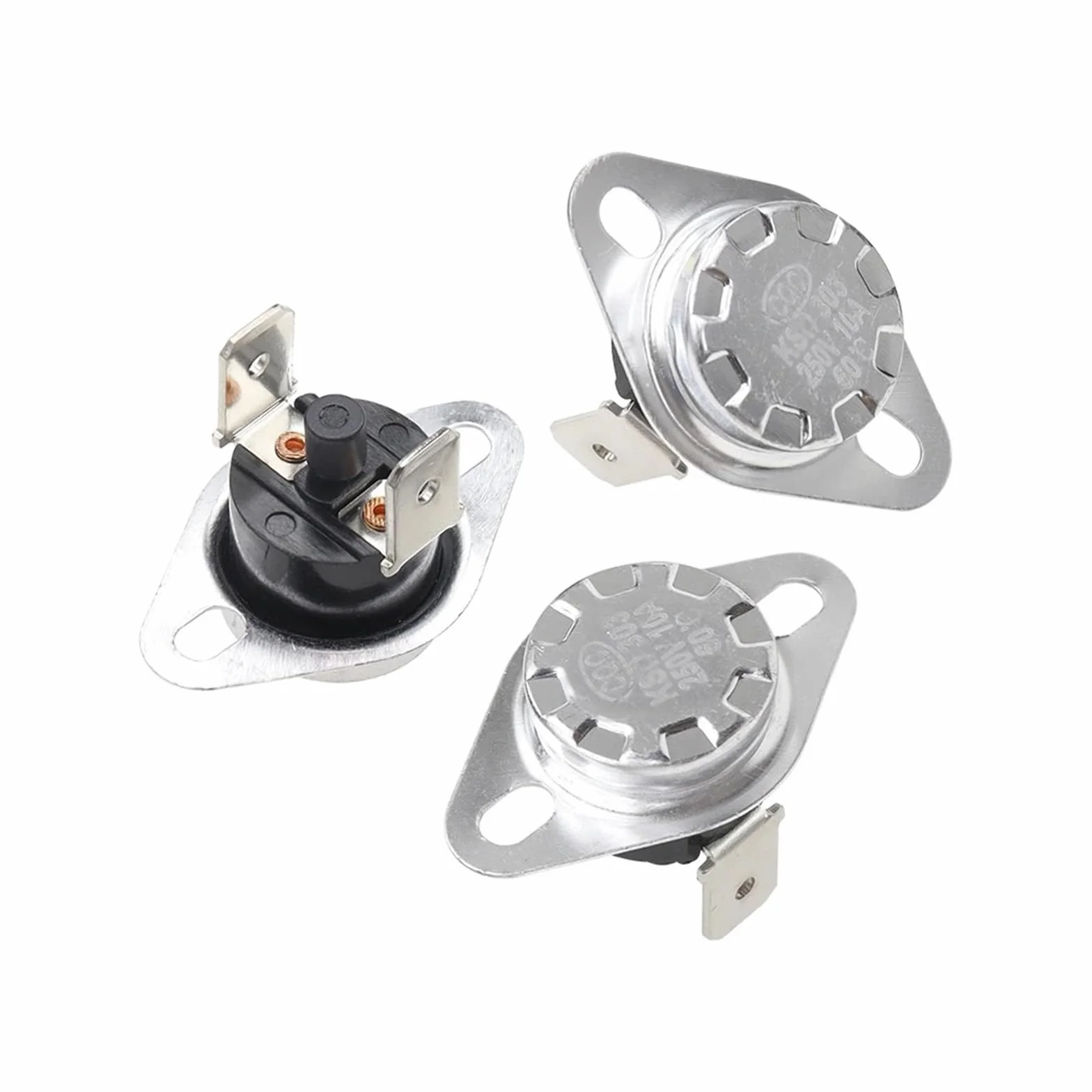 KSD301/KSD303 Termostato a ripristino manuale Interruttore di temperatura - Intervallo regolabile da 45°C a 95°C, Corrente nominale 10 A, Materiale in rame, Certificato CE e RoHS(105C,3PCS)