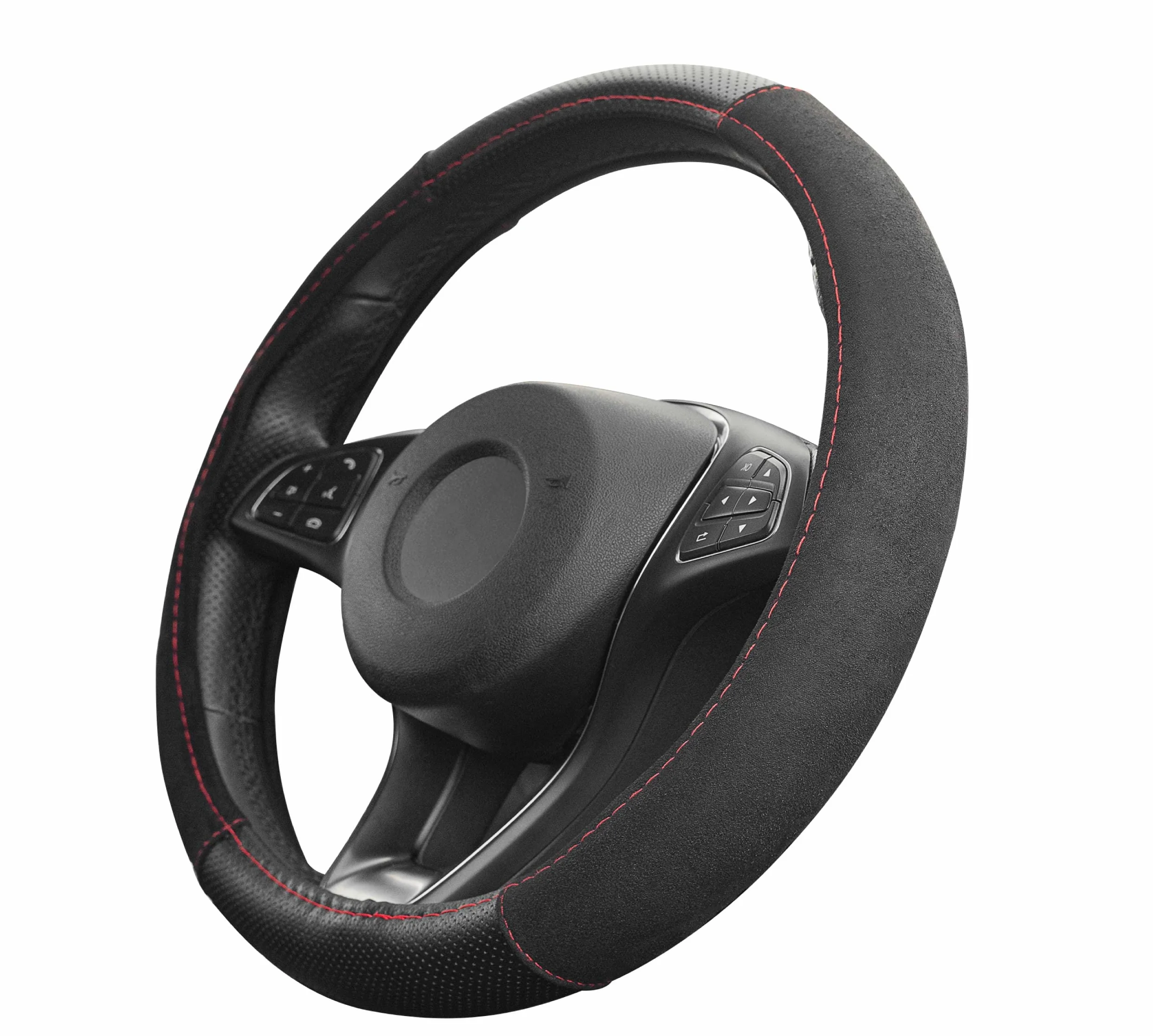 Upgrade4cars Coprivolante Auto Rosso | Copertura di Volante Universale Diametro 37-39 cm | Accessori Auto Interno | Regali per Donna e Uomo