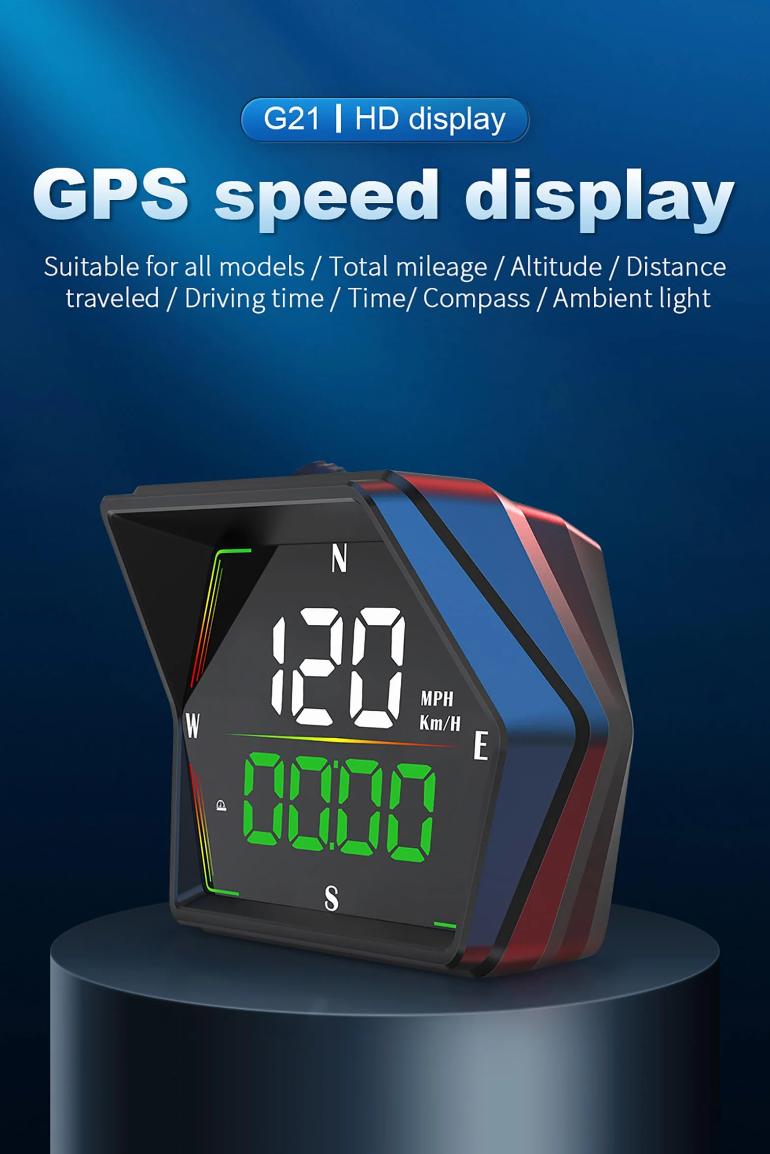 ELLENNE G21 HUD GPS Display Velocità Tachimetro Digitale per Auto Moto con Avviso Superamento Velocità