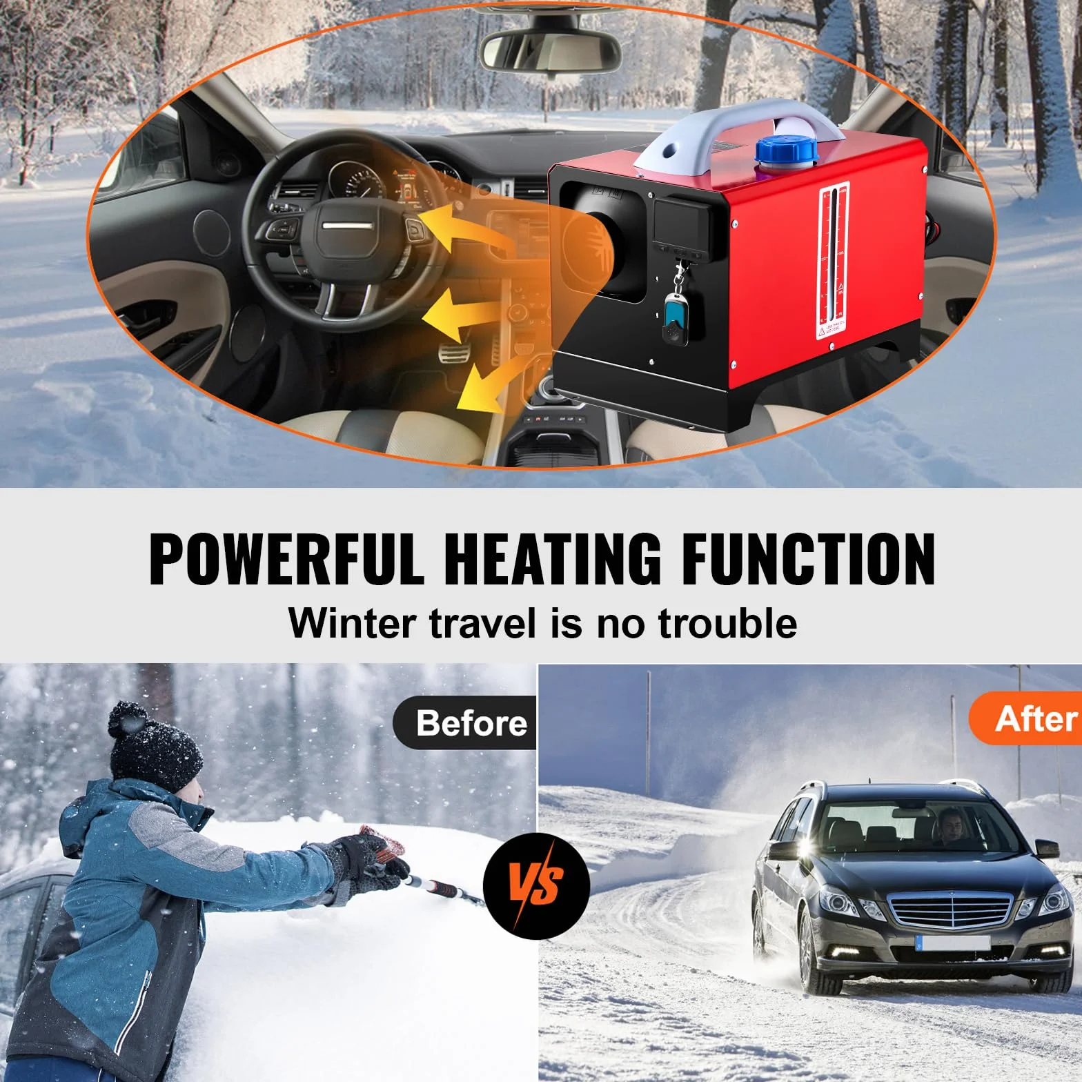 VEVOR 12V 8KW Riscaldatore ad Aria Diesel con LCD All in One Rosso