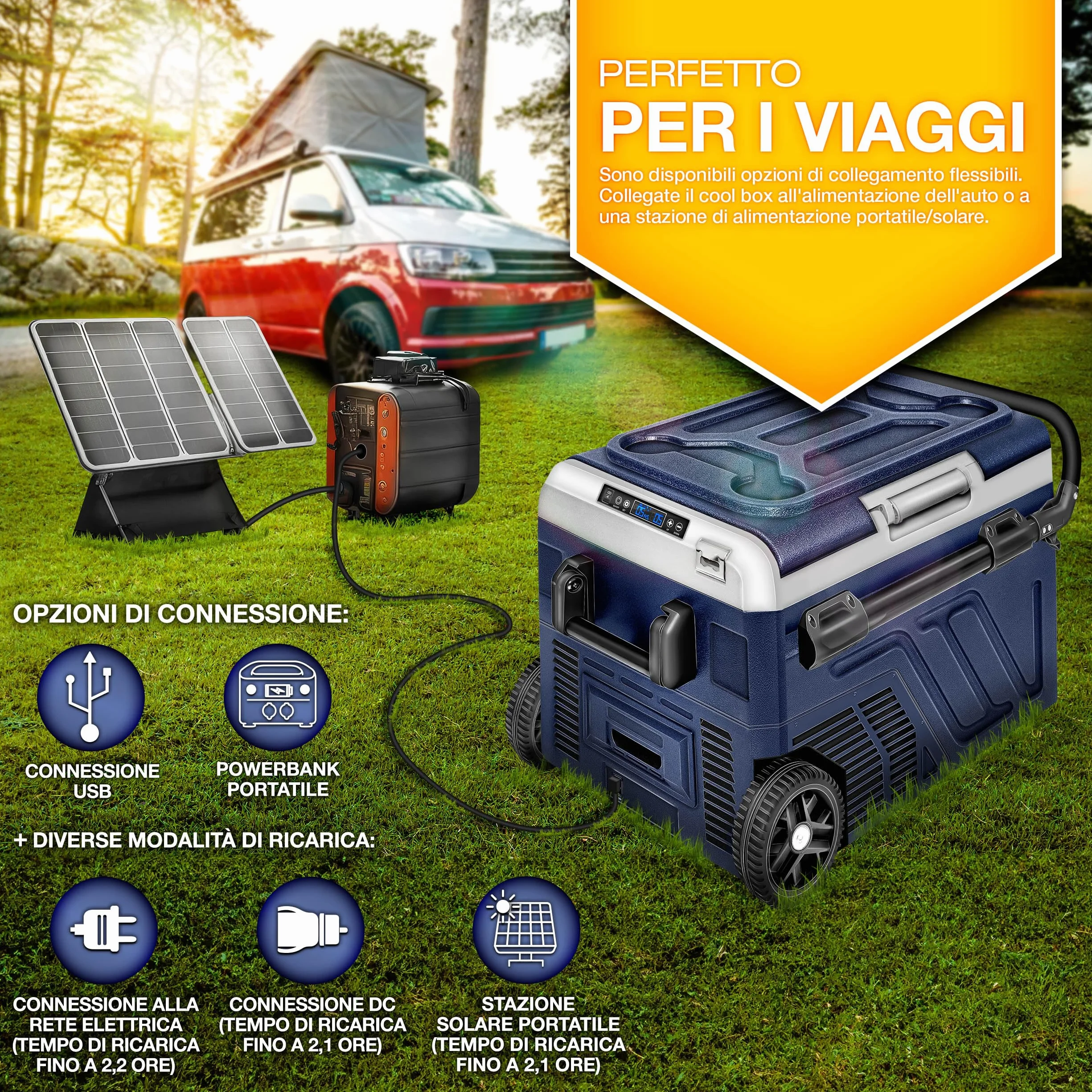 Tillvex Frigorifero Compressore Elettrico 50 Litri WIFI-APP 12/24V 230V -20°C Camper Camping