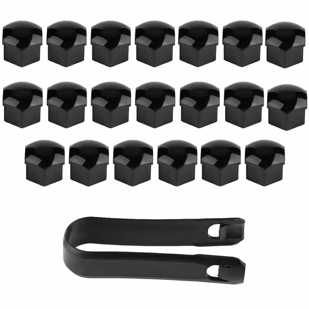 JEYORZY 20 pcs Copridado Ruota 17mm, Copri Bulloni Ruota Universali, Copridadi Bullone Ruota, Copridadi Ruota, Tappi Ruote Auto, Copridadi Esagonali per Pneumatici con 1 Strumenti di Rimozione, nero