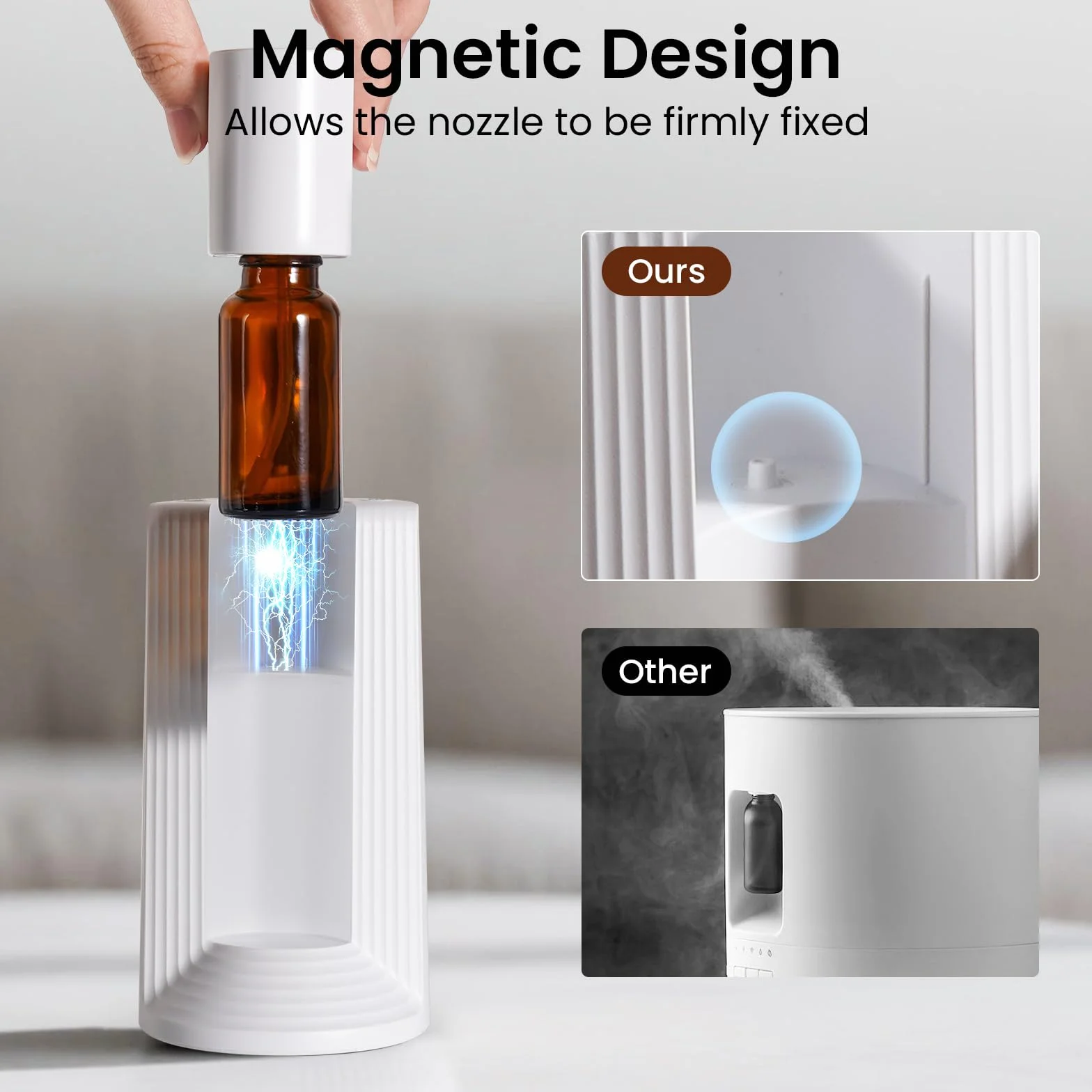 LAMA Diffusore di aromi senz'acqua per auto, mini profumatore portatile, spegnimento automatico, 3 livelli di nebbia, bianco