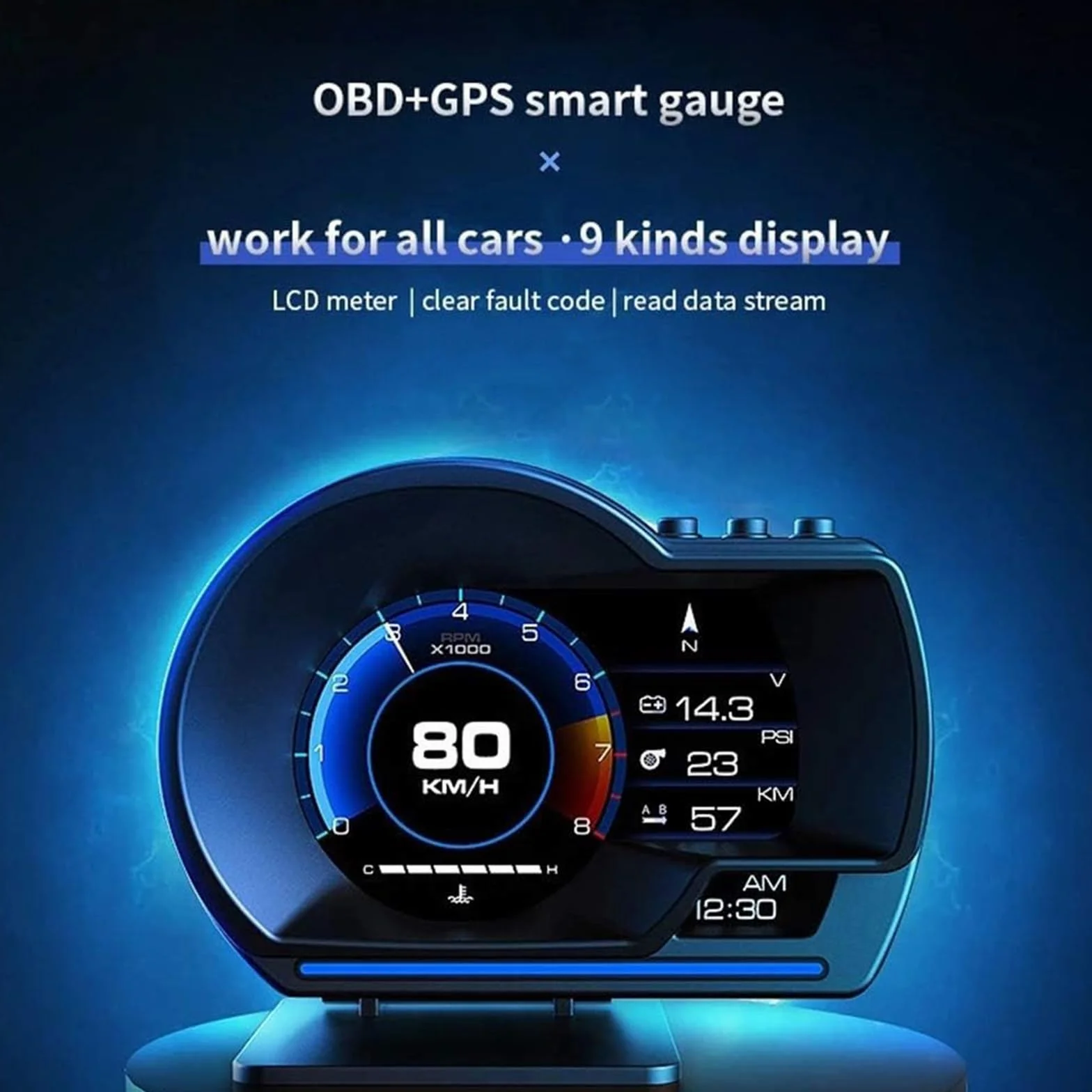 KAOLALI Head Up Display per Auto OBD GPS Tachimetro Universale HUD Indicatore Intelligente con Staffa Regolabile Luce KMH MPH per Auto Camion Camper Tachimetro Guida sicura