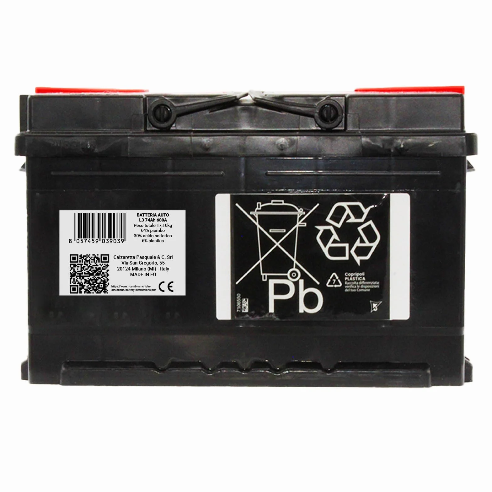BATTERIA AUTO SPEED BY SMC 12V 74AH 680A CON POLO POSITIVO A DESTRA L374 CODICE