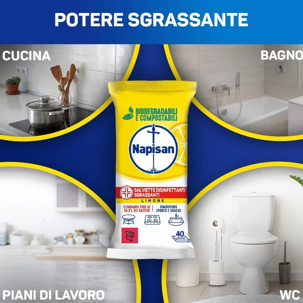 Napisan Salviette Disinfettanti Sgrassanti Limone 40 szt.