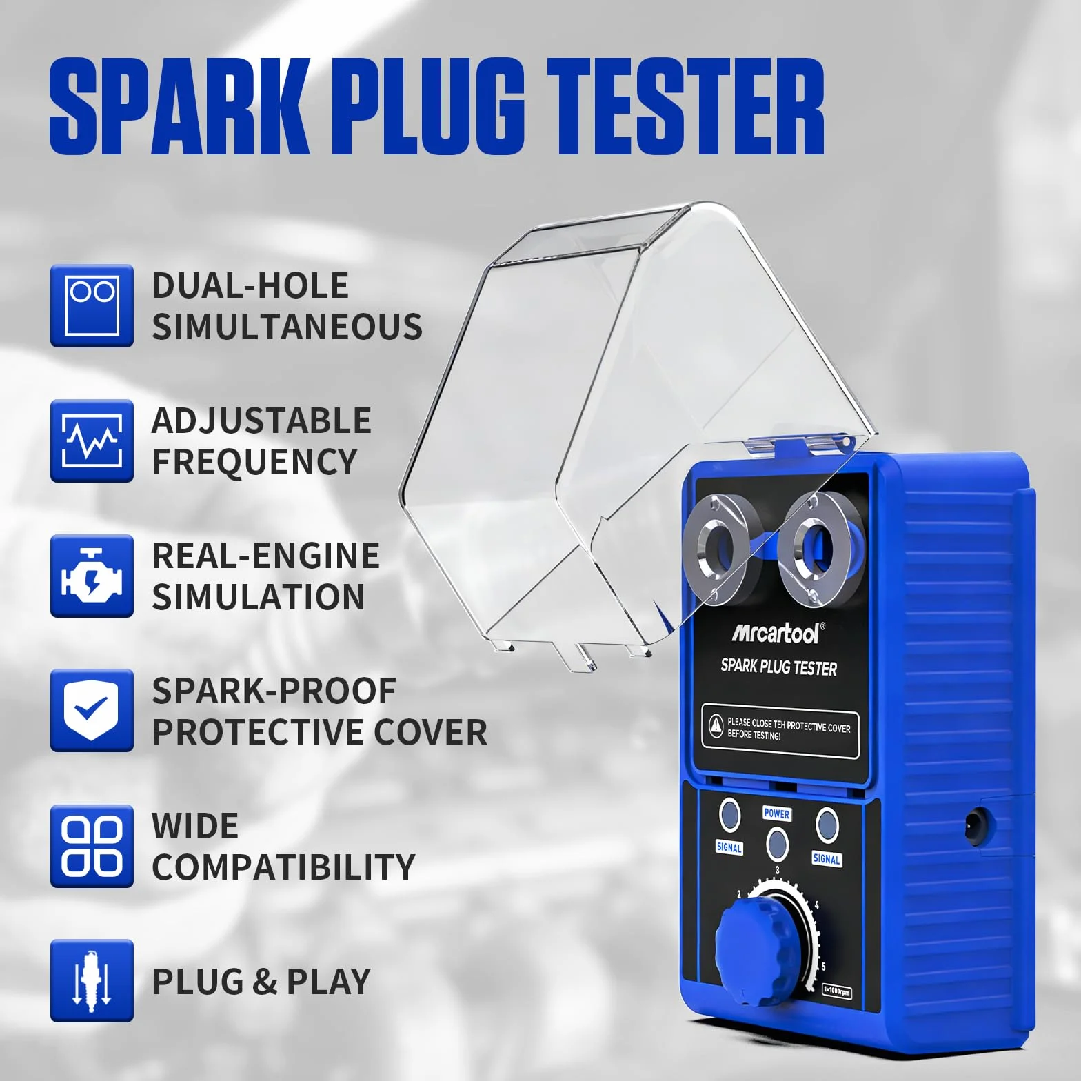 Tester per candele di accensione 220 V 12 V doppio foro regolabile per auto MRCARTOOL