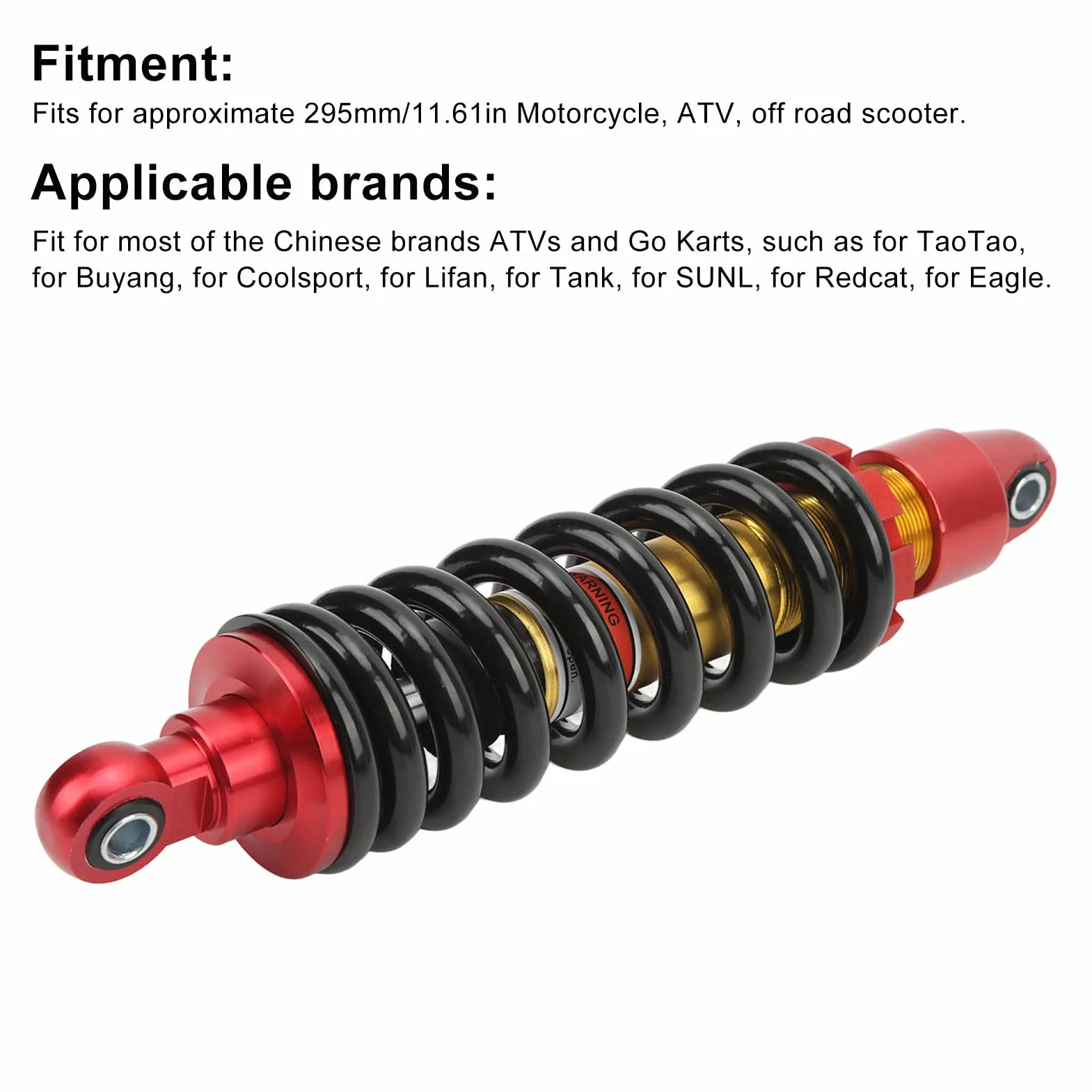Ammortizzatore Moto 295mm Sospensione Posteriore per Dirt Pit Bike ATV Quad Go Kart