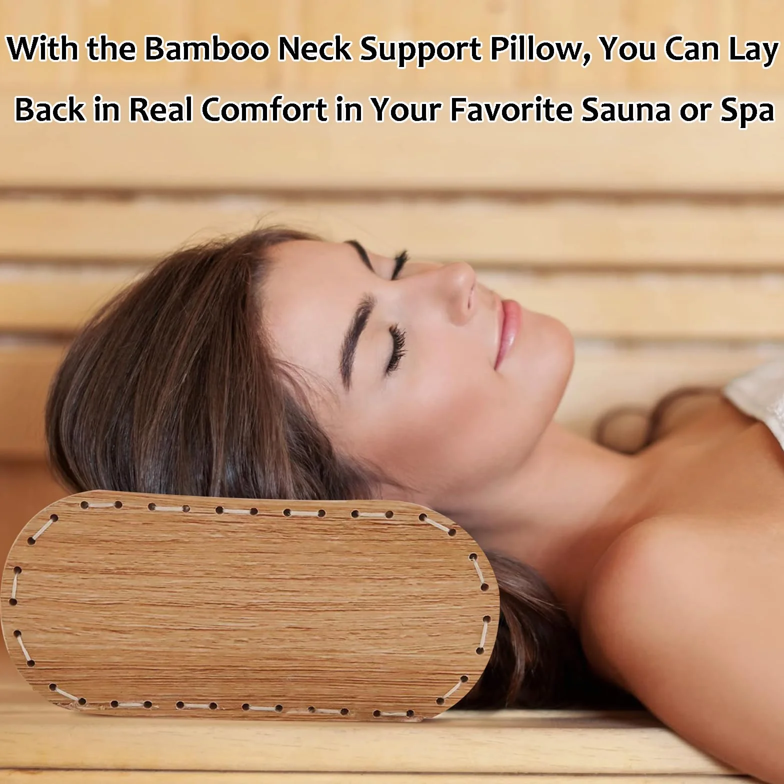 Cuscino poggiatesta in legno di bambù per sauna, supporto per il collo, accessori sauna comfort