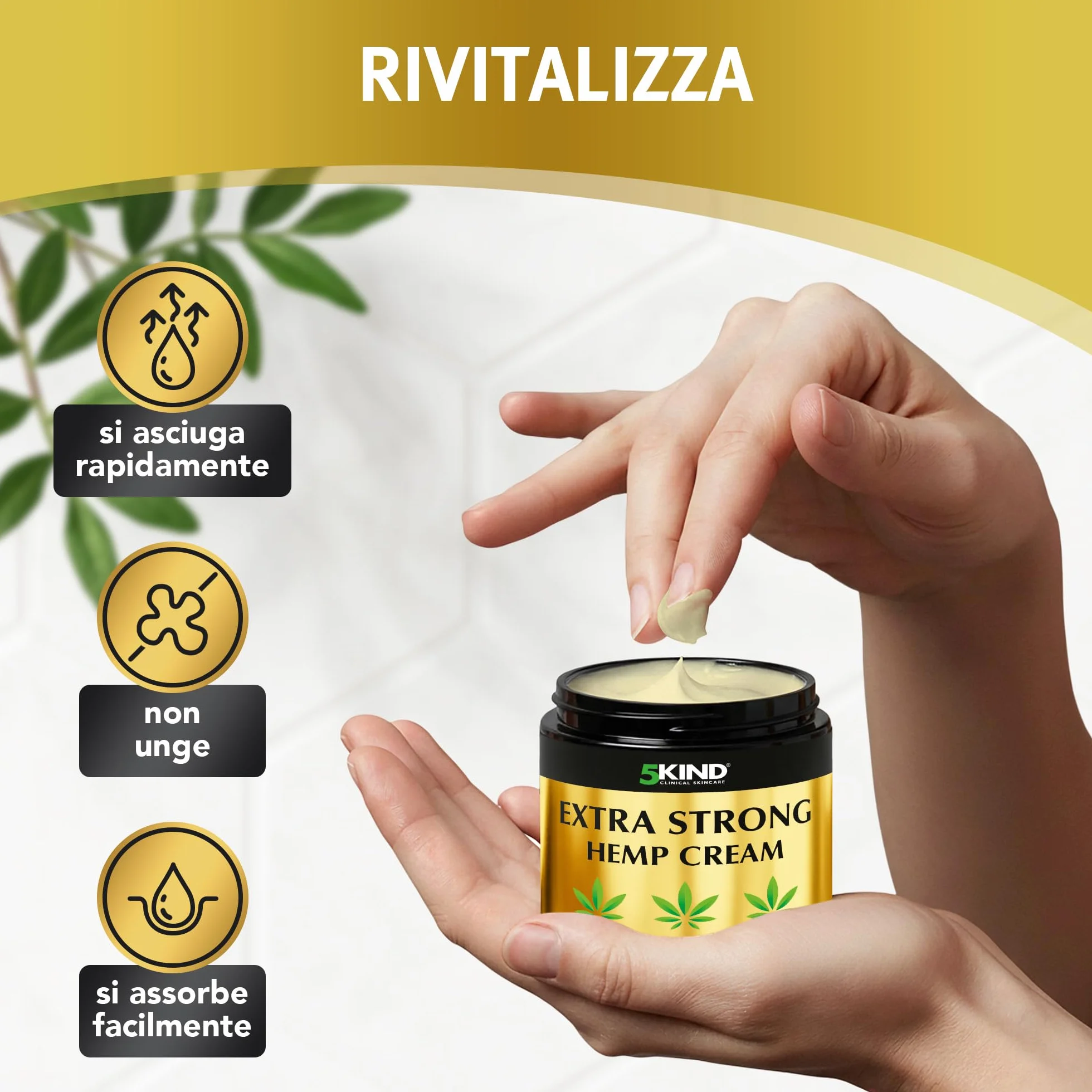 Crema alla canapa extra forte 5Kind 300 ml Ingredienti naturali per tutti i tipi di pelle