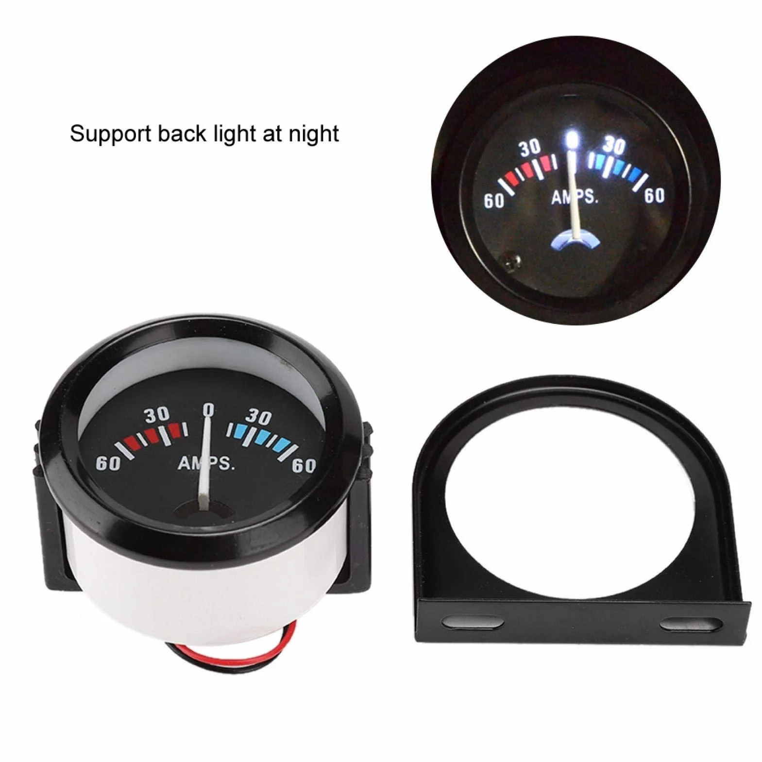 Amperemeter 12 V, amperemetro 12 V, amperemetro per Auto, amperemetro per Auto, amperemetro 2 Pollici, 52 mm, voltmetro 60 – 0 – 60 A, AMP Calibro Volt, Metro per Auto AMP