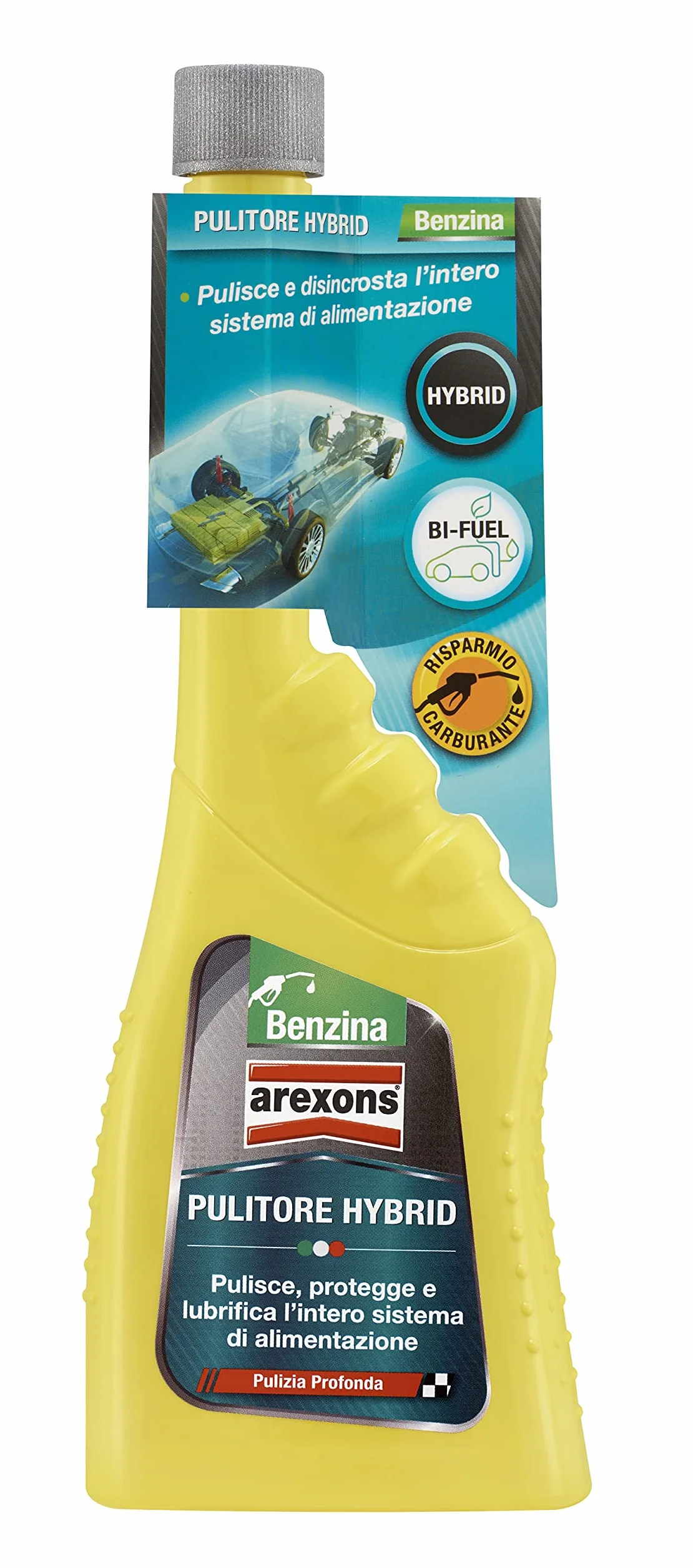 Arexons Additivo Pulitore Hybrid, 250 ml, Adatto per Auto Ibride e Bi-Fuel, Riduce Consumi e Spese Manutenzione, Pulisce Sistema di Alimentazione, Rimuove i Residui, Migliora Prestazioni Motore