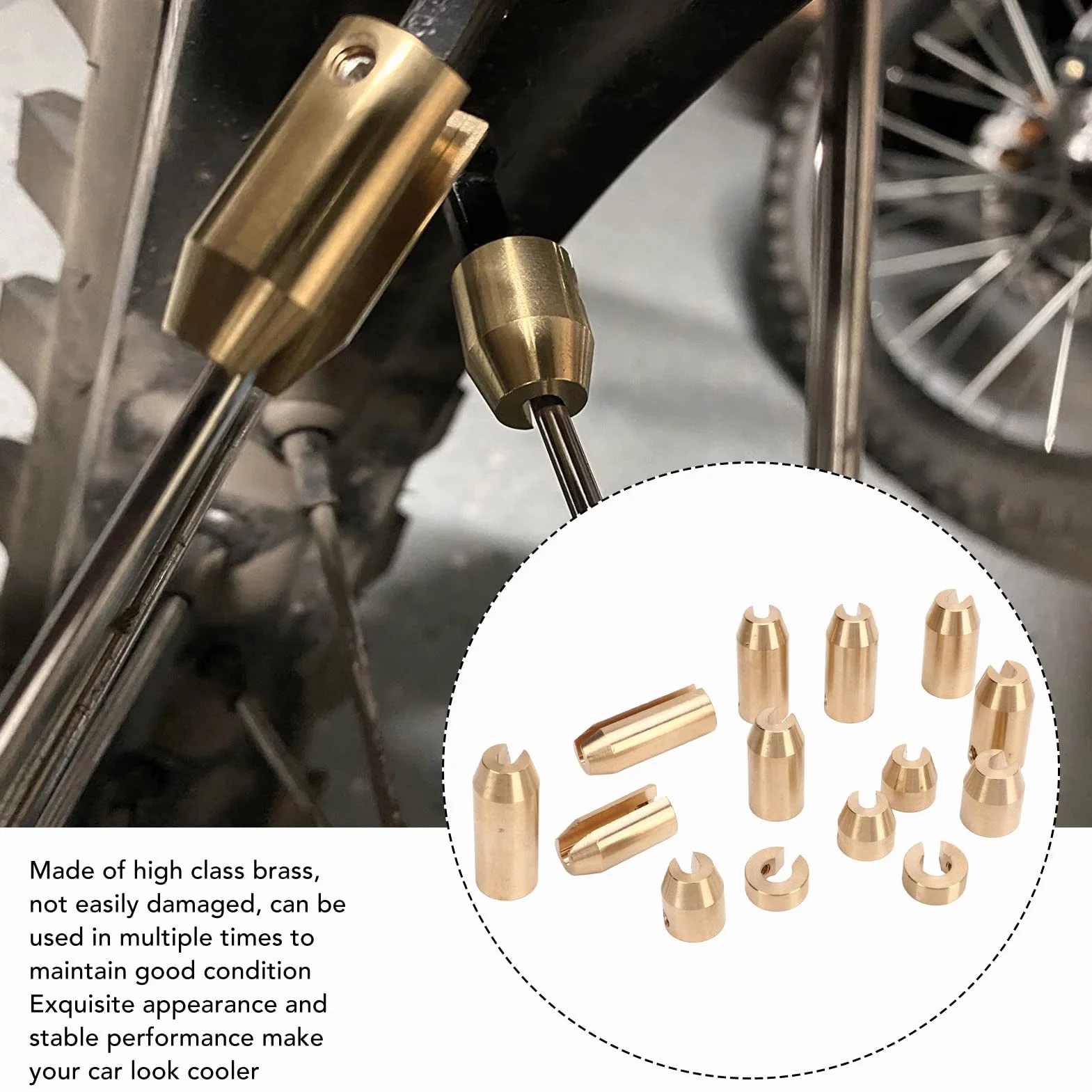 Pesi per Ruote a Raggi per Moto, KIMISS Equilibrio per Raggi Ruota in Ottone Resistente All'usura Pesi per Bilanciamento a Raggi Ruota Kit di Ricarica per Super Moto Dual Sport (14 pezzi)