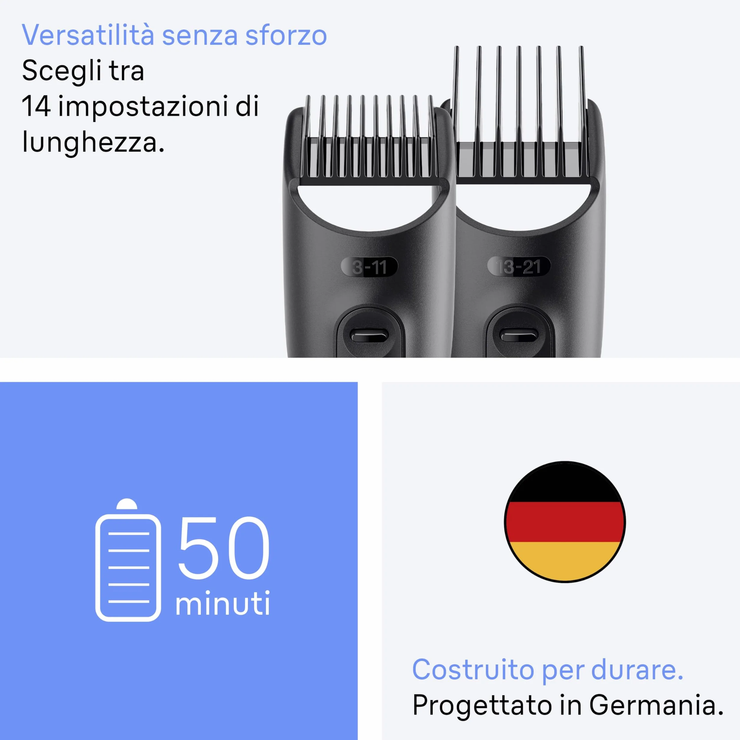 Braun Series 3 All-in-One Rifinitore Rasoio Elettrico Barba e Capelli 11in1 Lama Ultra Affilata 14 Lunghezze 50 Minuti Autonomia Aio3565 Grigio