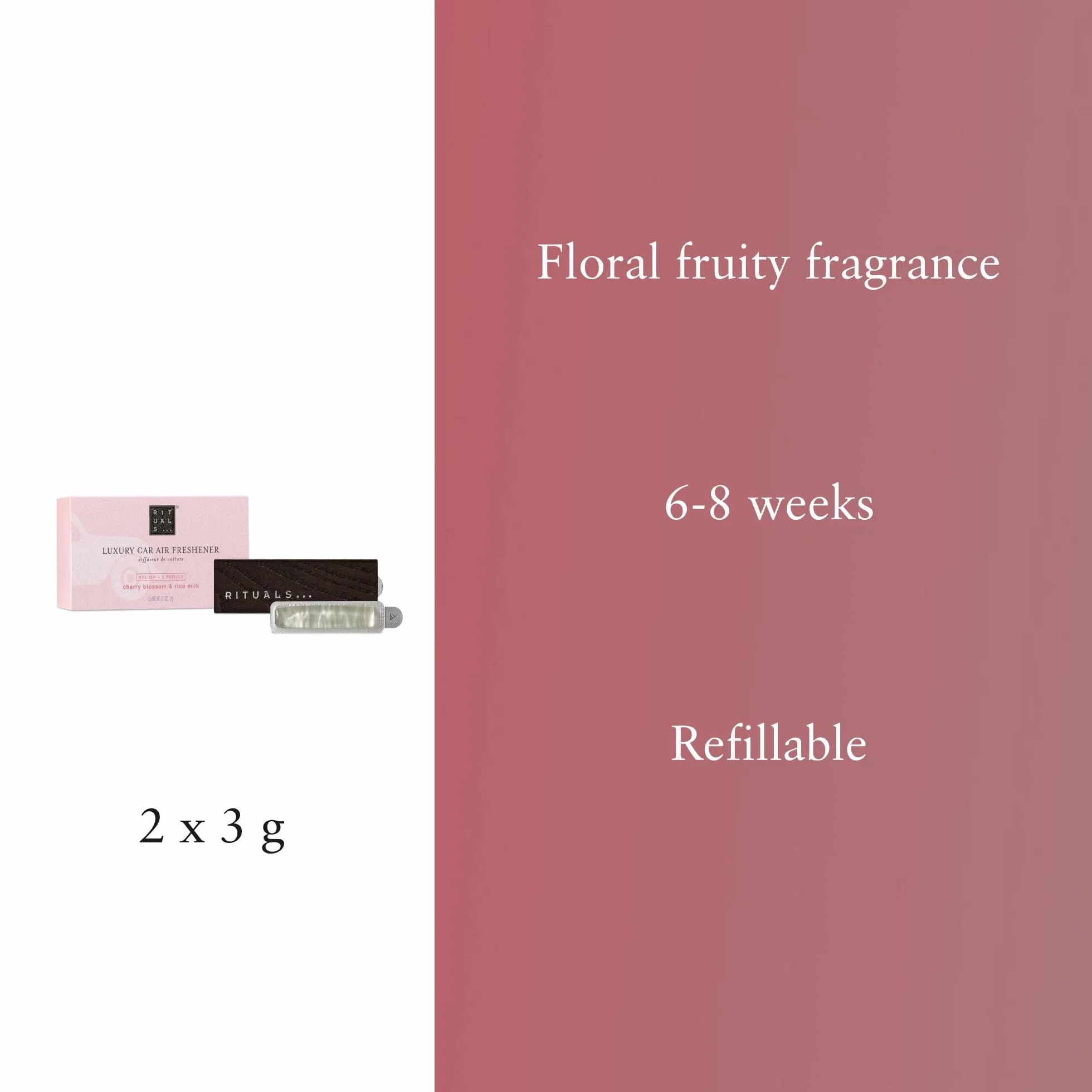 RITUALS The Ritual of Sakura Set Profumatore per Auto 2 x 3 g Supporto in Legno Riutilizzabile