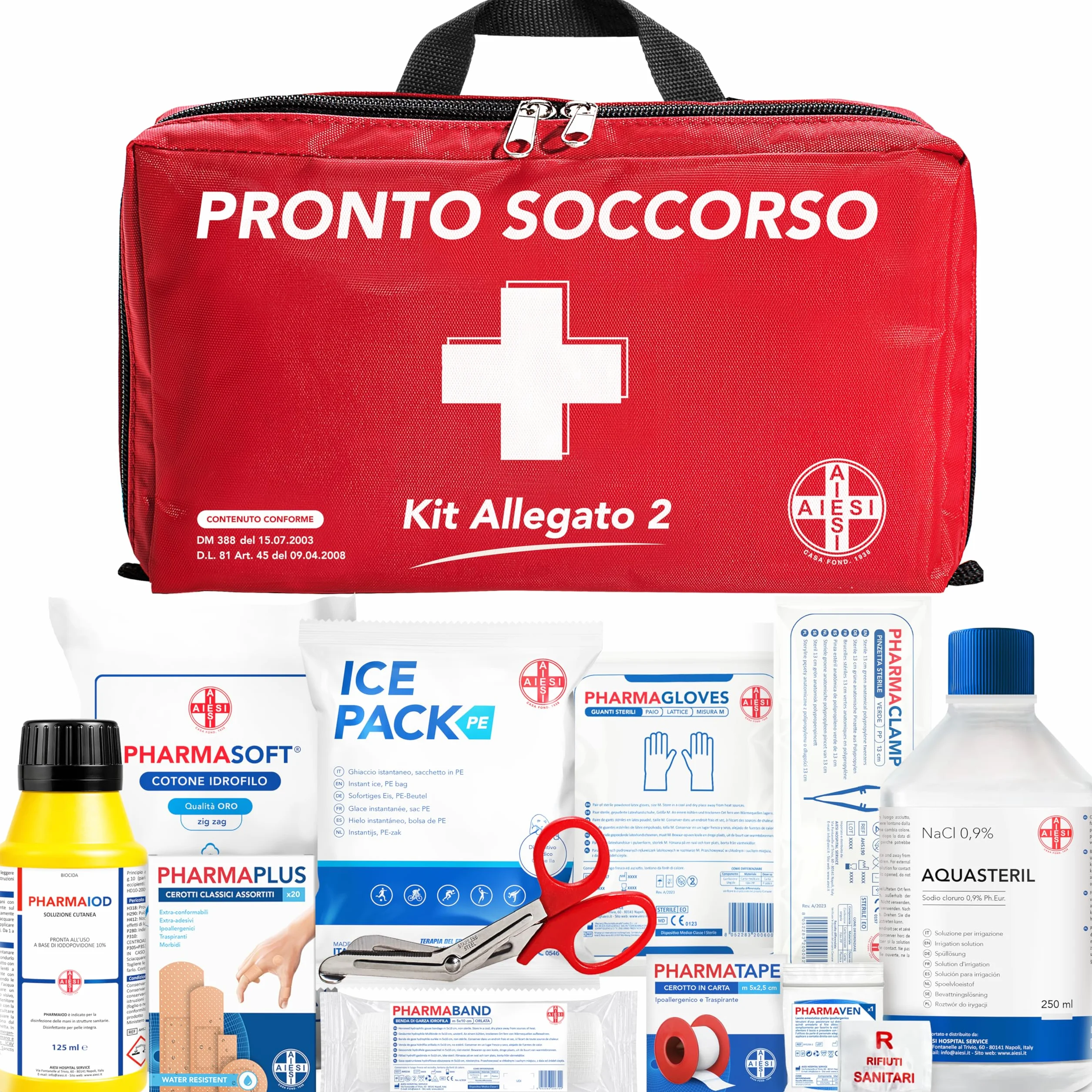 AIESI Cassetta medica di pronto soccorso Borsa DM388 DL81 Made in Italy