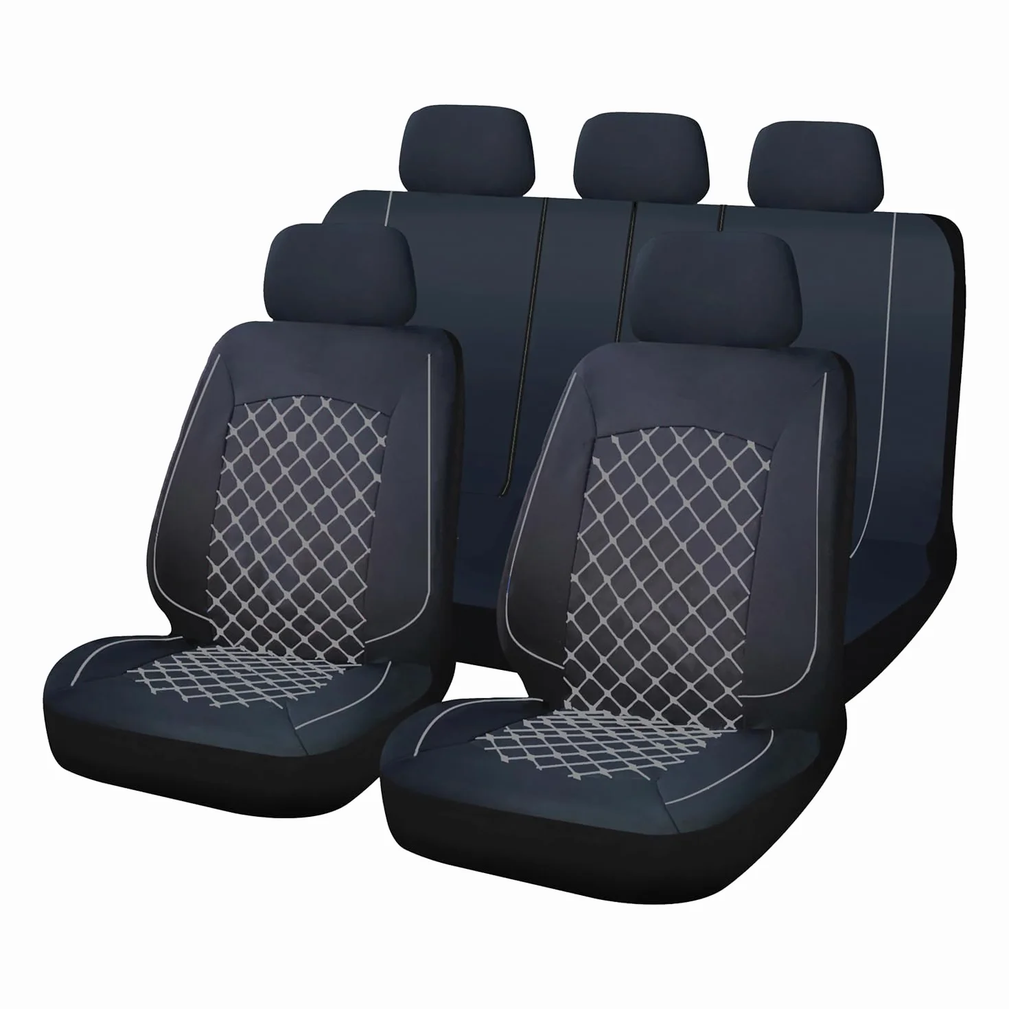 OFFICINE MILANO Coprisedili Auto Universali 11 Pezzi Antiscivolo Elasticizzato Trapuntato Poliestere
