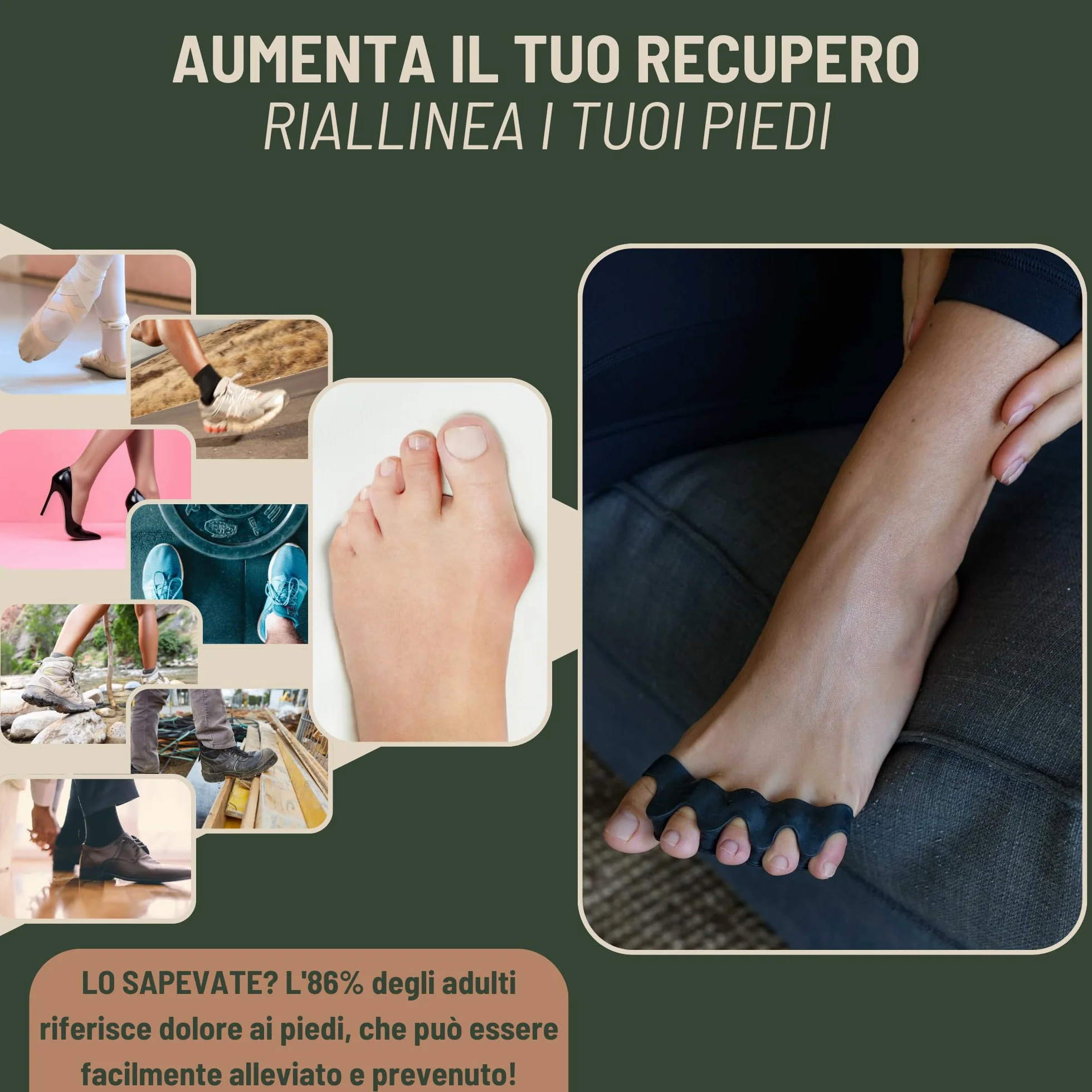 Separatore Dita Piede per Alluce Valgo – 1 Paio Distanziatore in Silicone Morbido