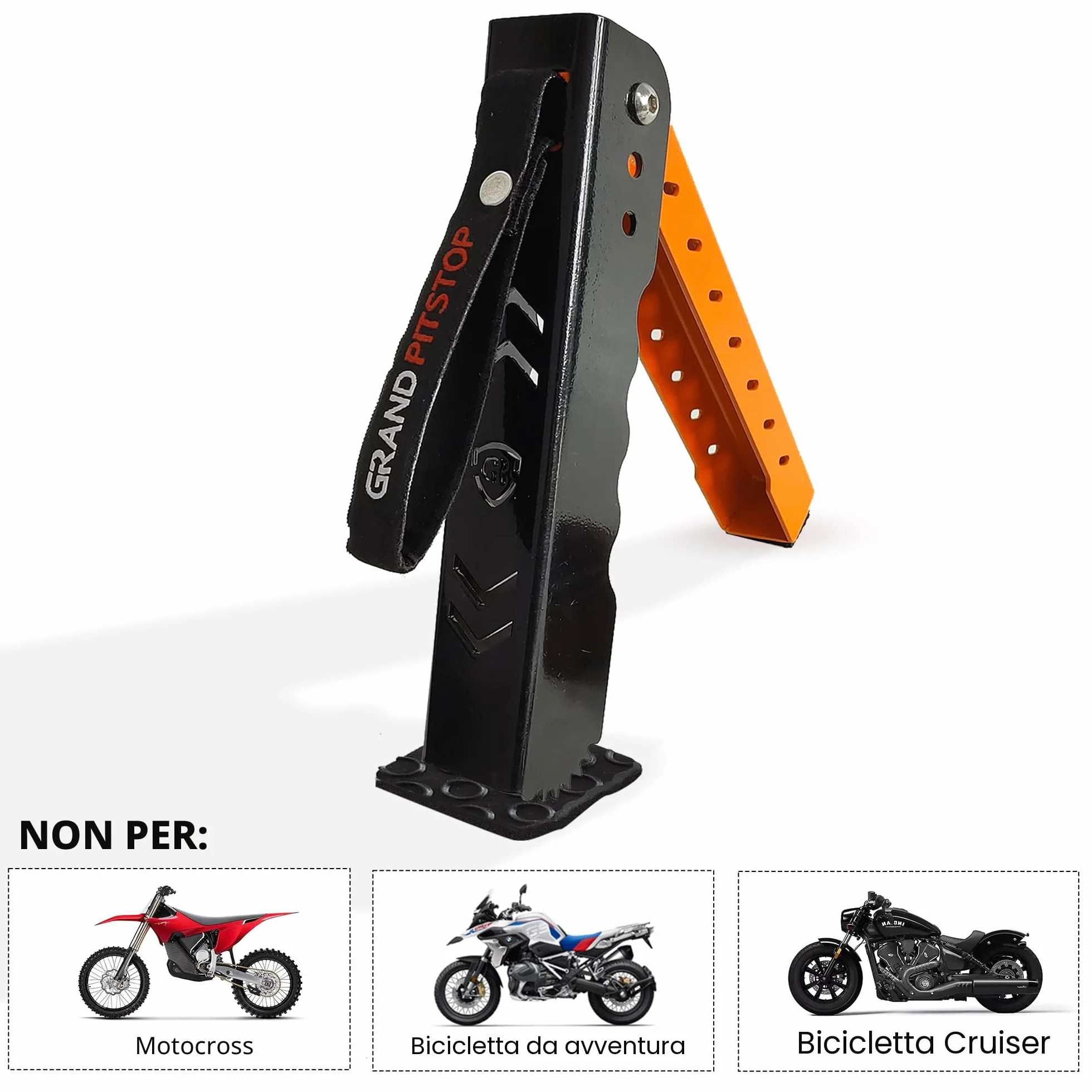 GRAND PITSTOP Motorcycle Maintenance Stand, Portable & Compact Lift Stand Moto Jack, Adjustable Height for Chain Cleaning and Lubrication Easy to use
