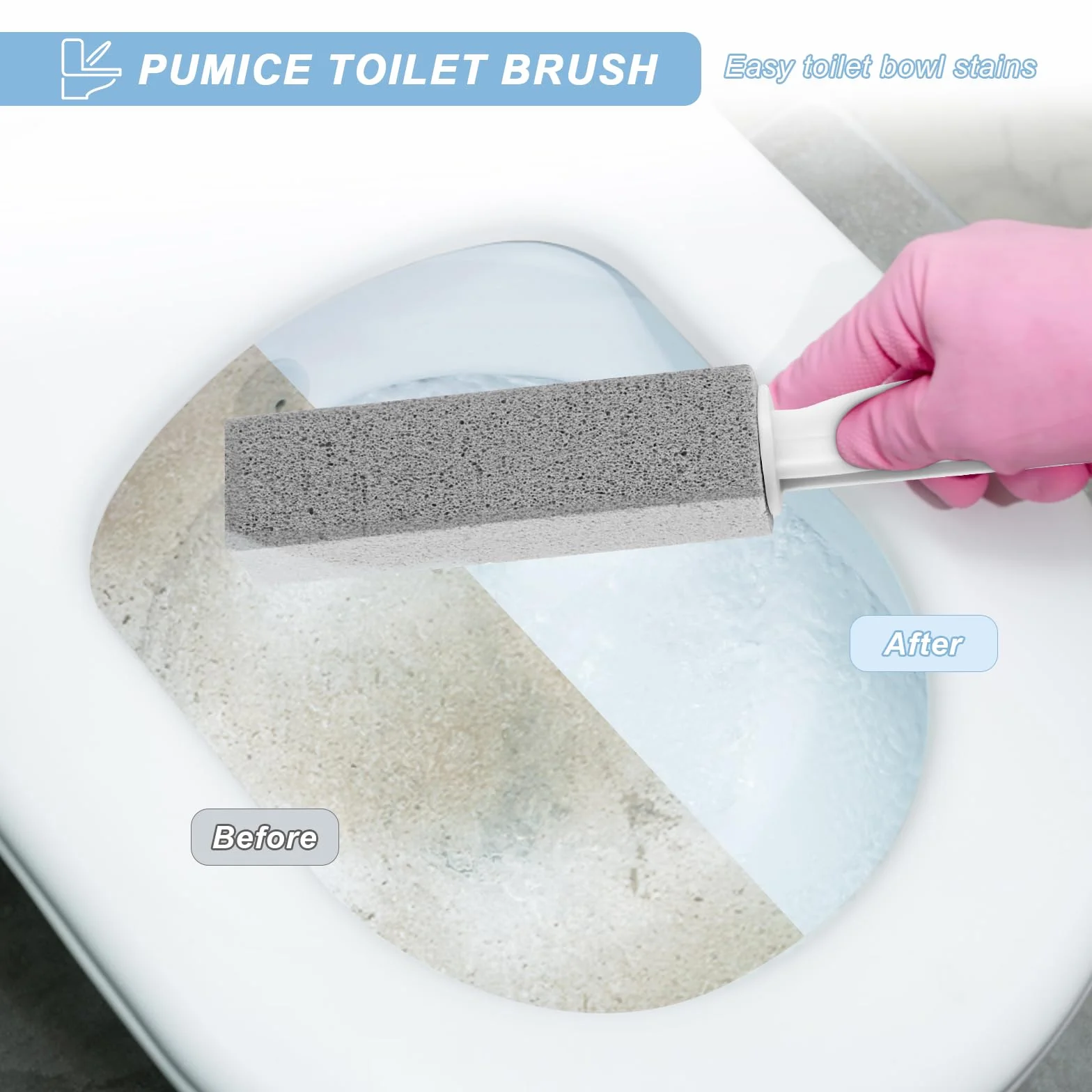 Spazzola di pulizia in pietra pomice 4 pezzi con manico per servizi igienici cucina bagno piscina