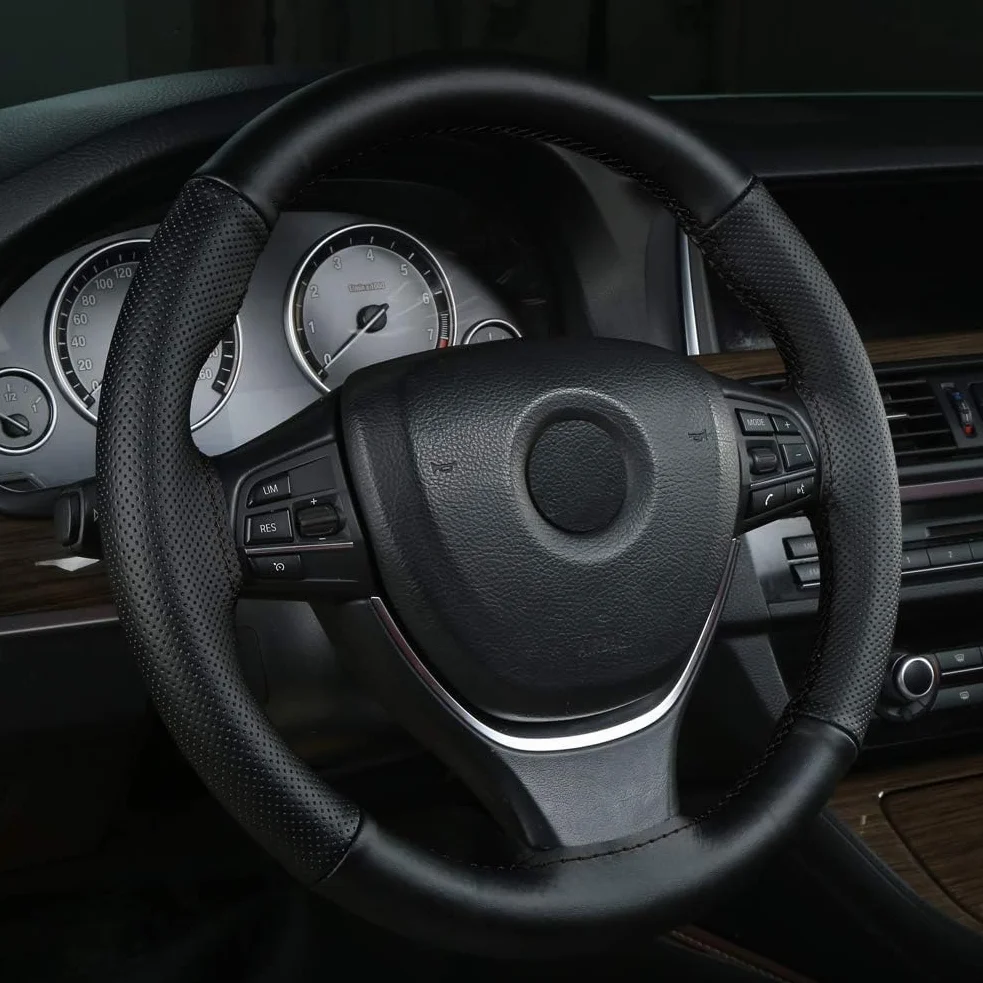 ZATOOTO Coprivolante Auto in pelle -Dimensioni Universali per la Protezione del Volante fai-da-te, Antiscivolo e morbido,37-38 cm,Nero