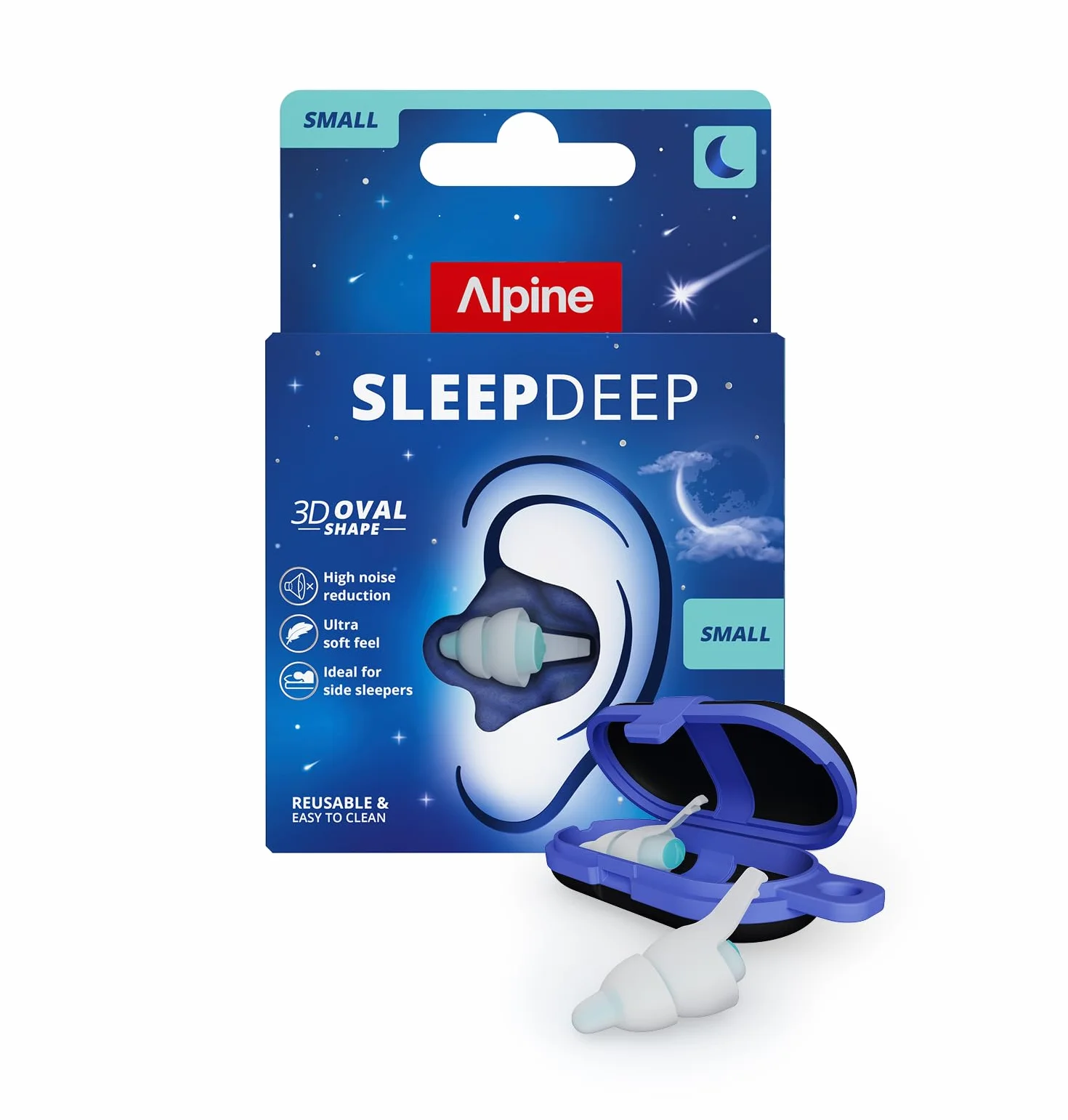 Alpine SleepDeep Tappi orecchie gel morbido 27 dB riduzione rumore Forma ovale 3D 1 paio Taglia Mini