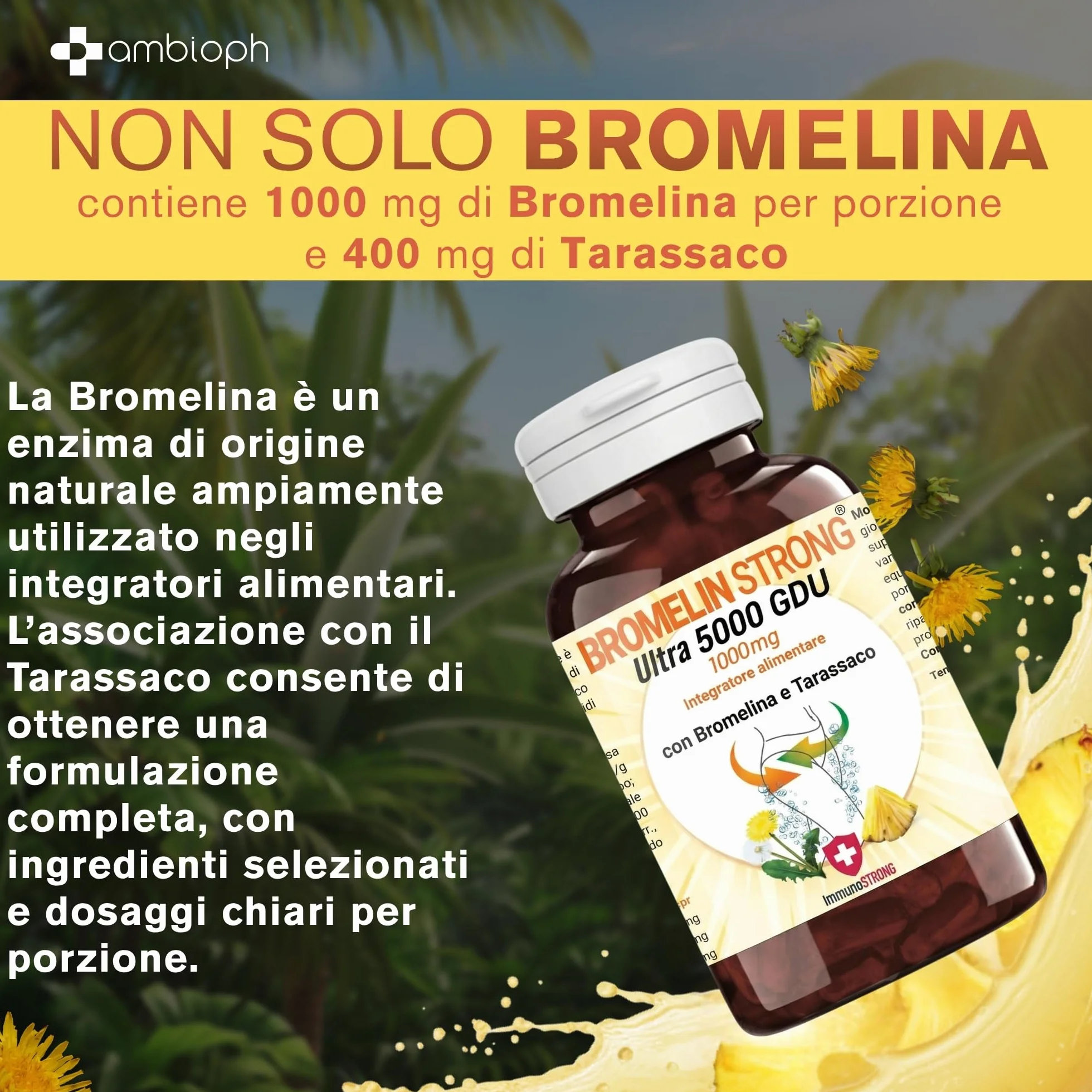 Bromelina Forte 5000 Gdu Purissima Alta Concentrazione Con Tarassaco 120 Compresse ImmunoSTRONG