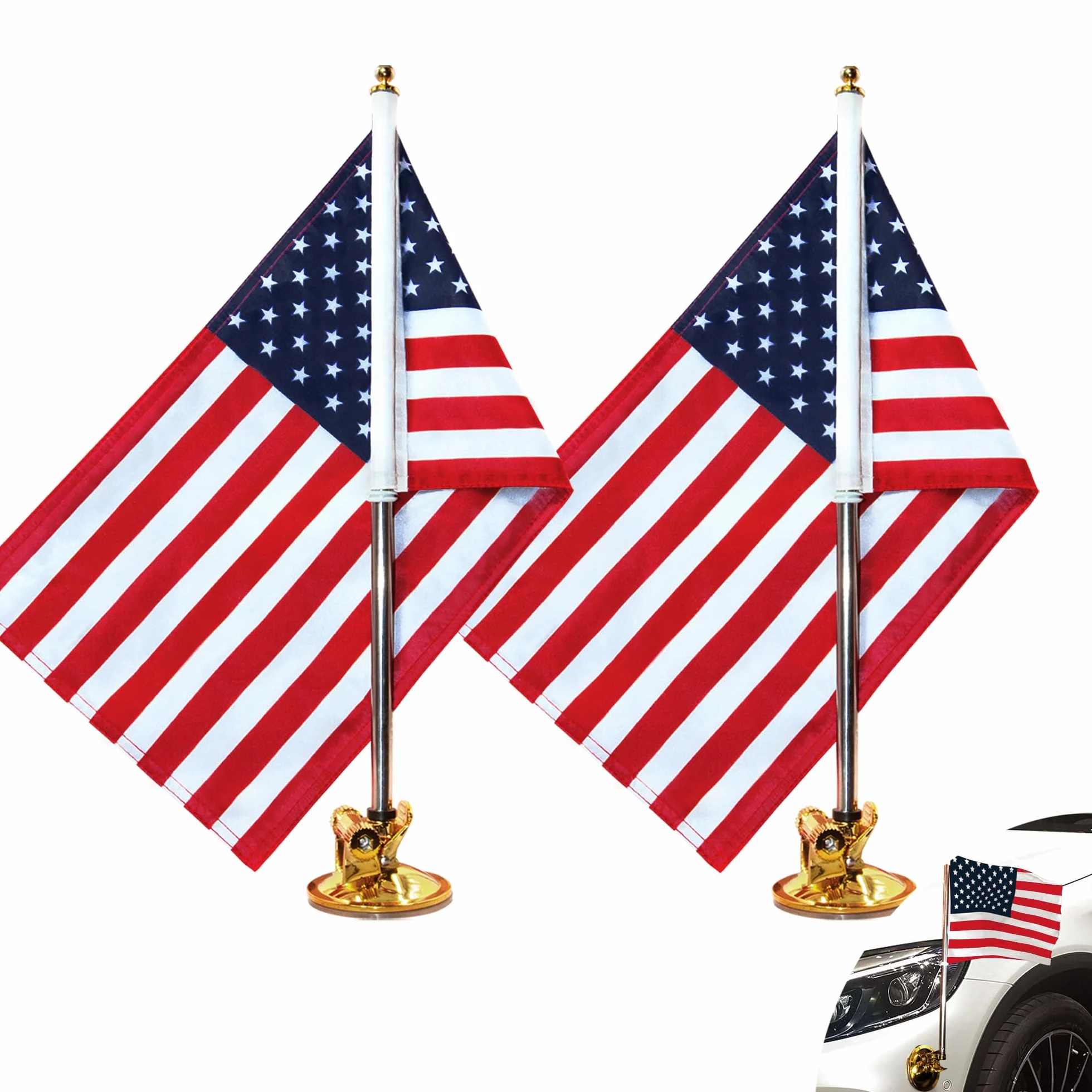 Anley USA Bandiera per Auto e Asta Portabandiera con Supporto a Ventosa - Set di 2