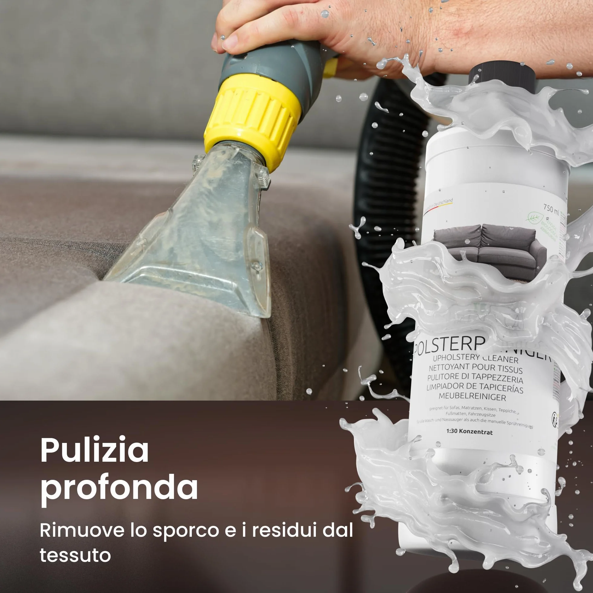 PURIVITA® Pulitore di Tappezzeria 750ml - Detersivo per Tappeti - Concentrato 1:30 Senza APEO e Fosfati