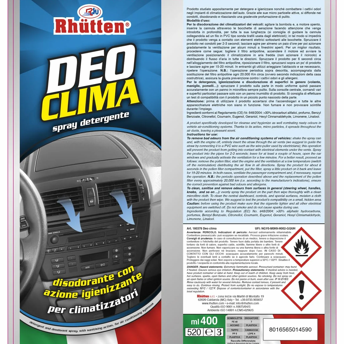 Deo Clima Detergente Igienizzante Clima Auto 400ml