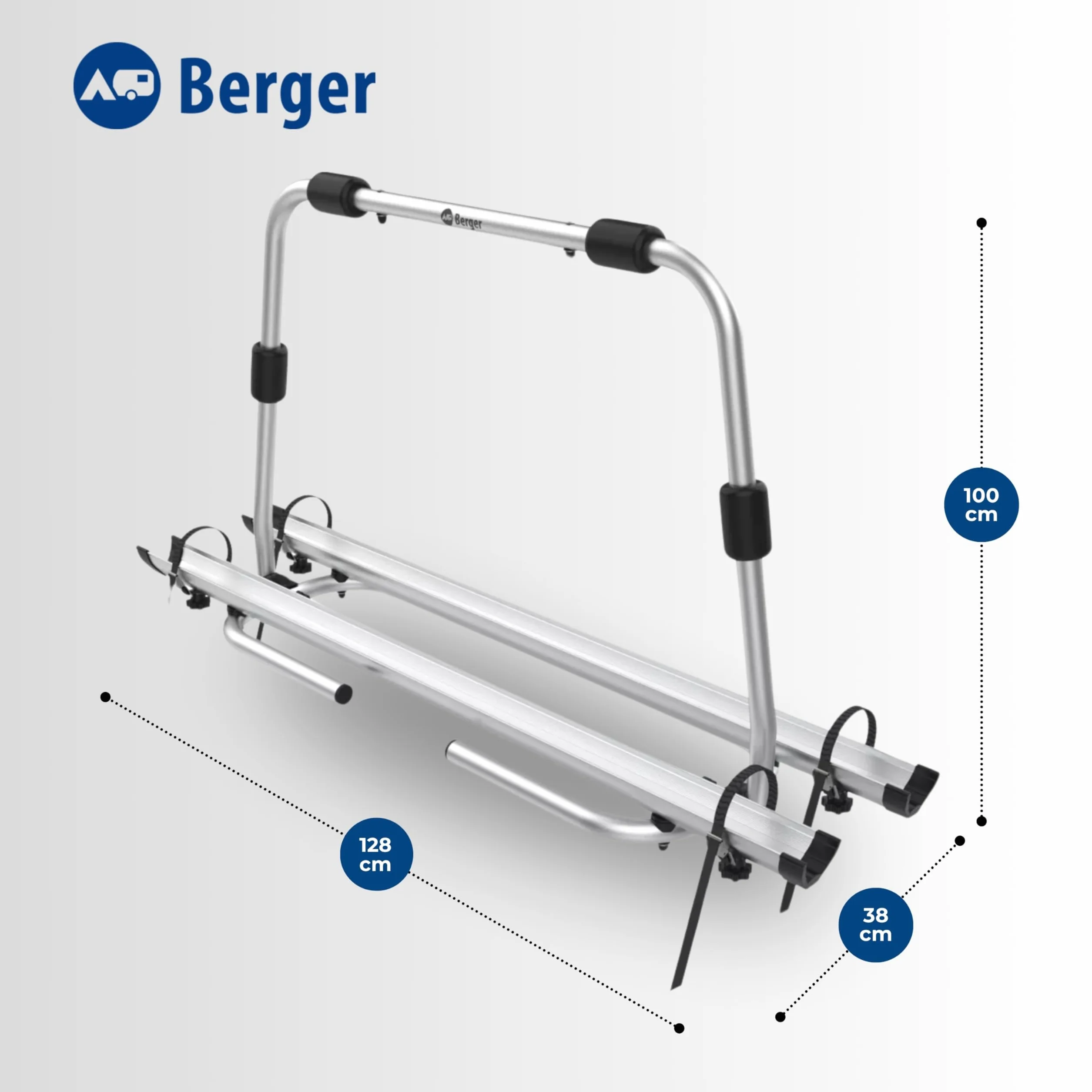 BERGER Super XL | Portabici Auto Camper in Alluminio - Gancio di Traino per 2 Biciclette, adatto a Biciclette Elettriche, r-bike e Mountain Bike - Porta Bici da Auto Pieghevole e Facile da Montare