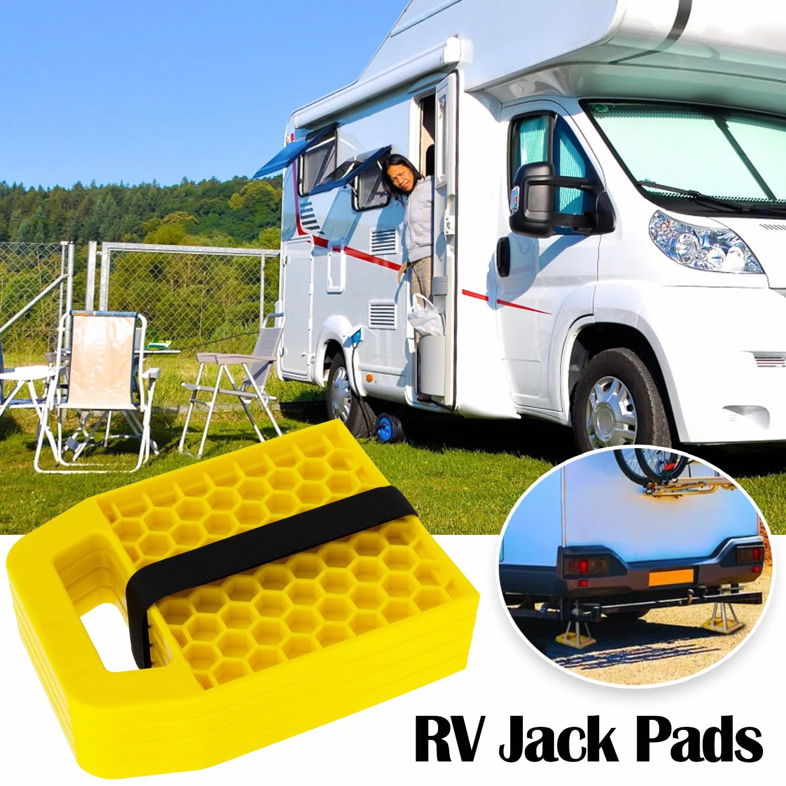 Set Di 4 Piastre Di Supporto Per Cric Camper Caravan, Blocco Livellamento Stabilizzatore Antiscivolo