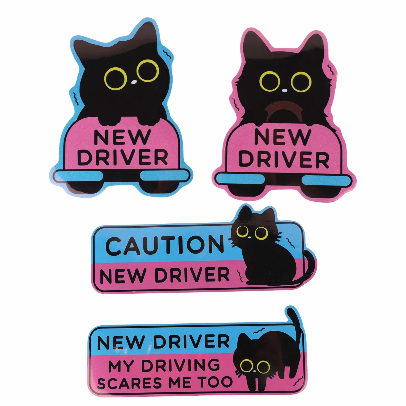 MagnetiAuto Gatto Nero Driver Gatto Tremolante Cartone Animato Segnali Sicurezza Adesivi Magnetici Paraurti Auto Neopatentati