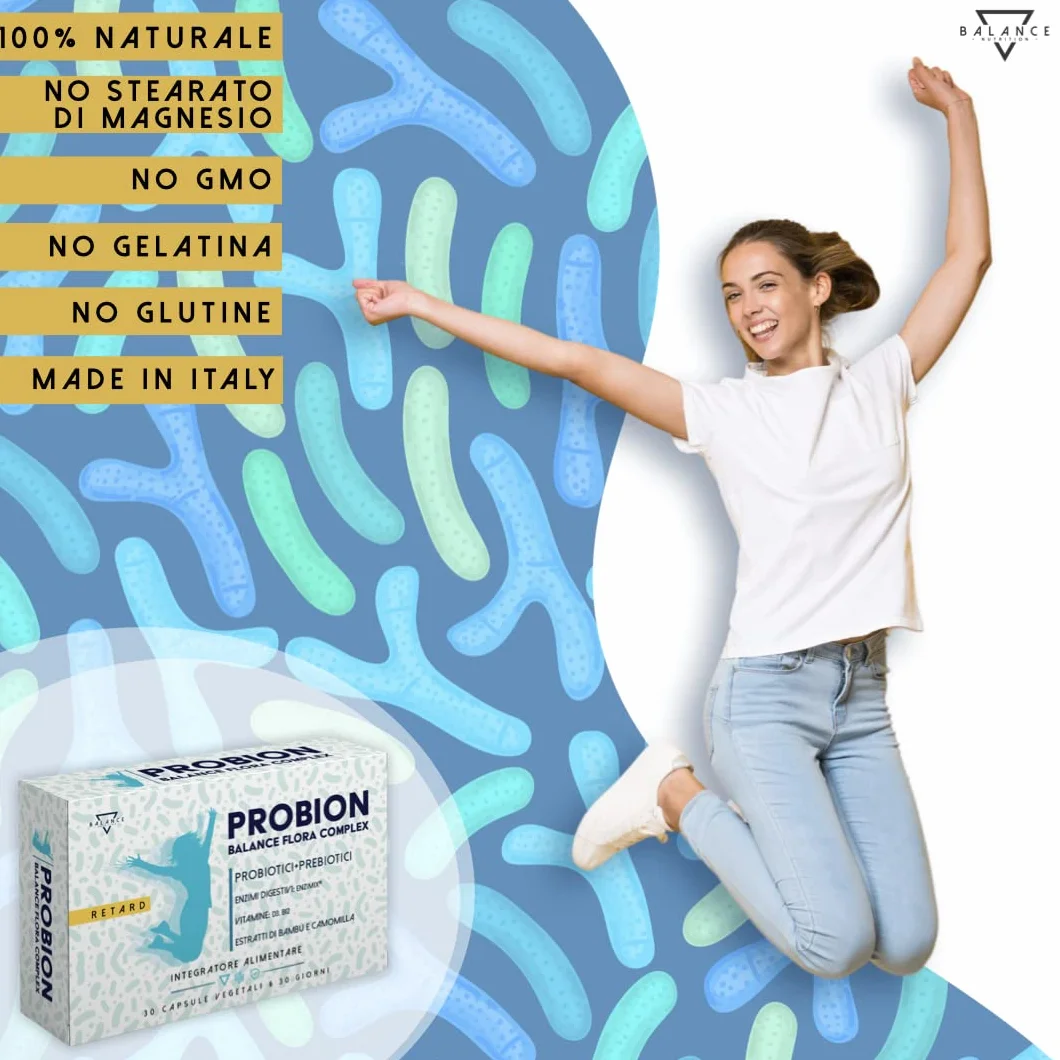 PROBION® Fermenti Lattici Probiotici 40 miliardi CFU Enzi-Mix Enzimi Digestivi Vitamine Bambù Camomilla 30 cps