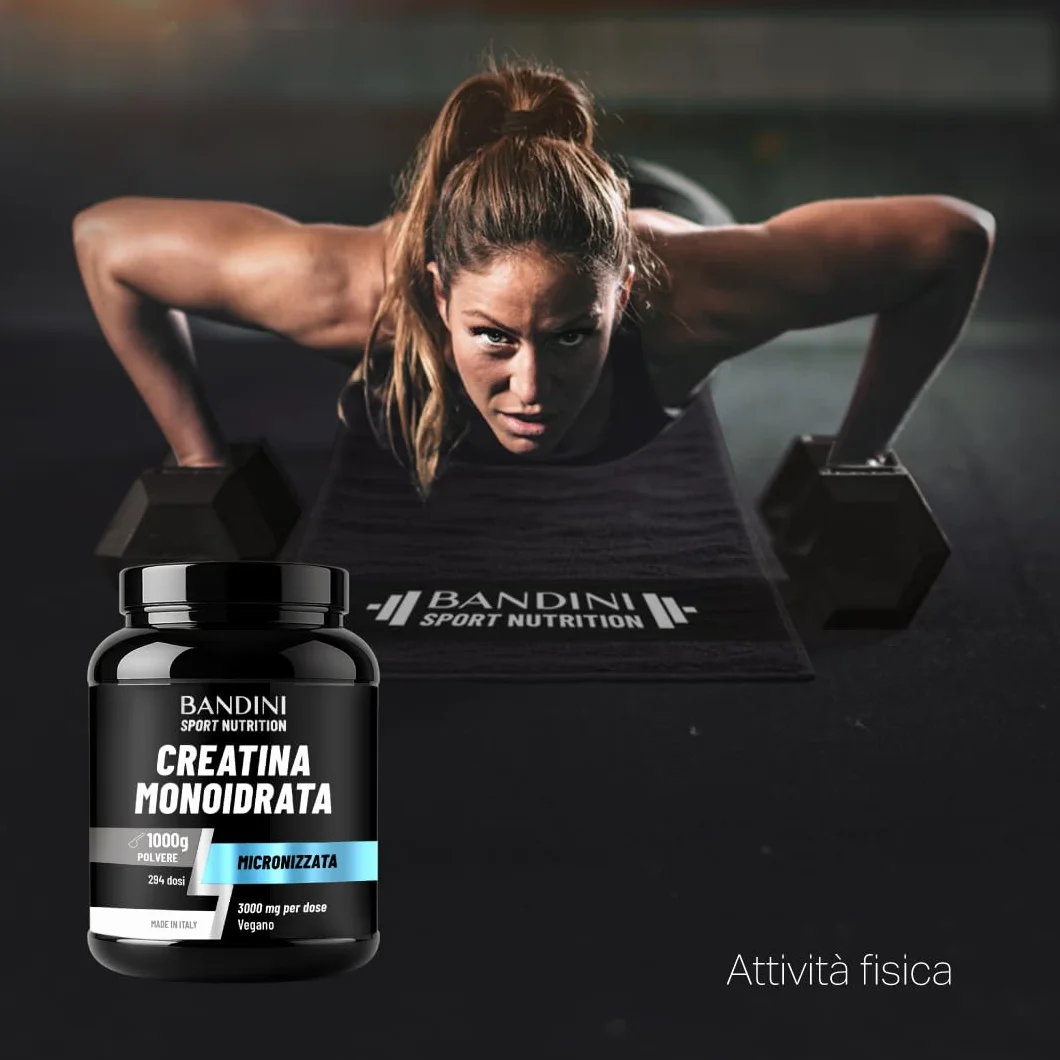 Bandini Creatina Monoidrata 1kg Polvere Pura Vegana Integratore Alimentare per Palestra Sport Fitness Pre Workout