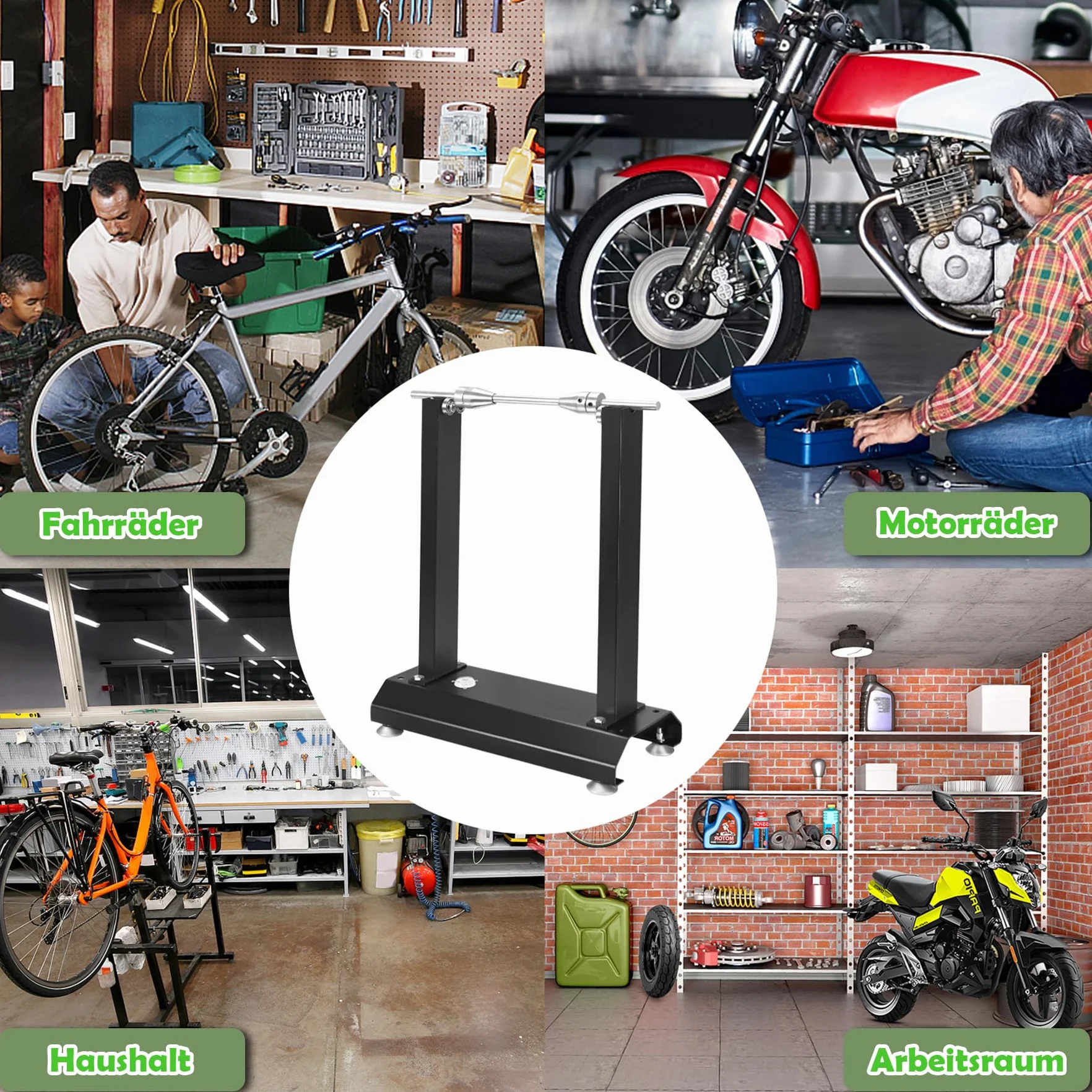 Froadp Macchina per il bilanciamento di pneumatici per moto, dispositivo di bilanciamento per pneumatici di moto, bilanciatore per motociclette con livella a bolla integrata e cono di centraggio