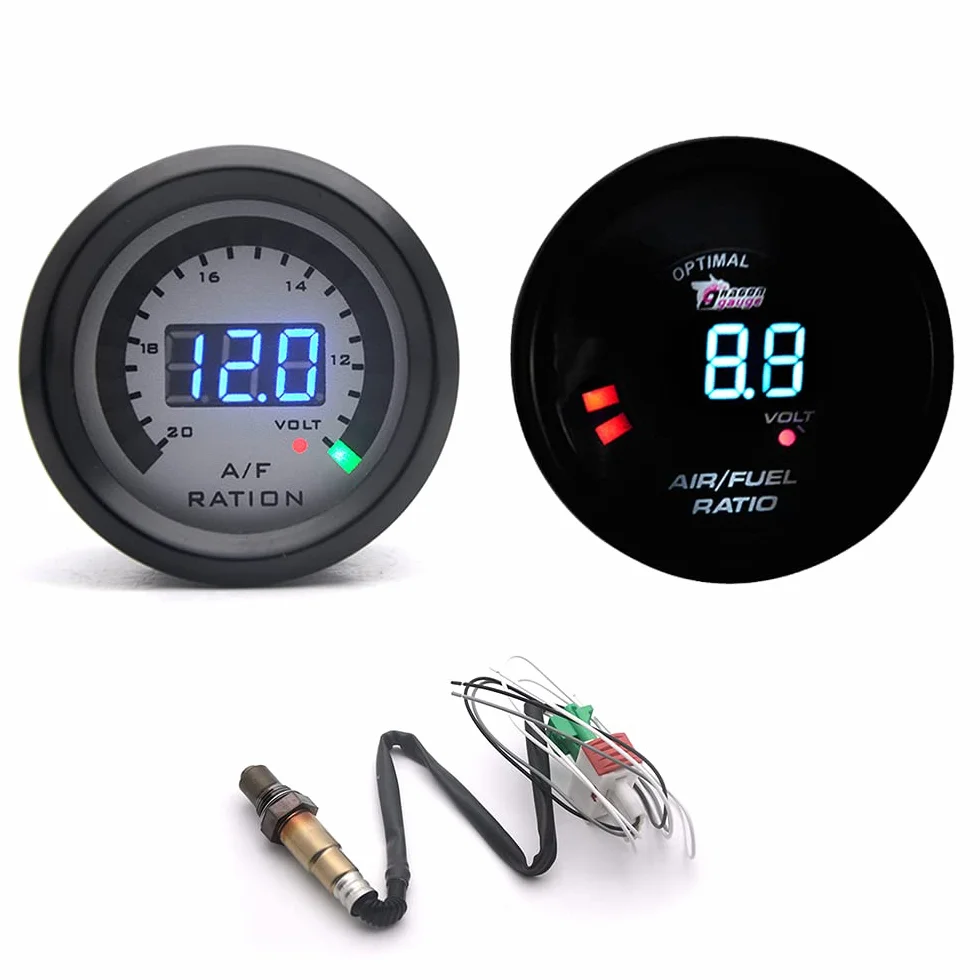 ACAGALA 2 in 1 metro 52 mm Narrow Band Digital Air Fuel Ratio Gauge Kit 12 V Auto Volmetro con sensore O2 ossigeno Auto Modifica Accessori