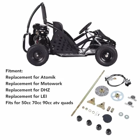 Aramox Kit Assale Posteriore Go Kart Kit Montaggio Assale Posteriore 29 Pollici ASSE Pignone Catena Pinza Disco Freno Mozzi Ruota Ricambio per Quad ATV
