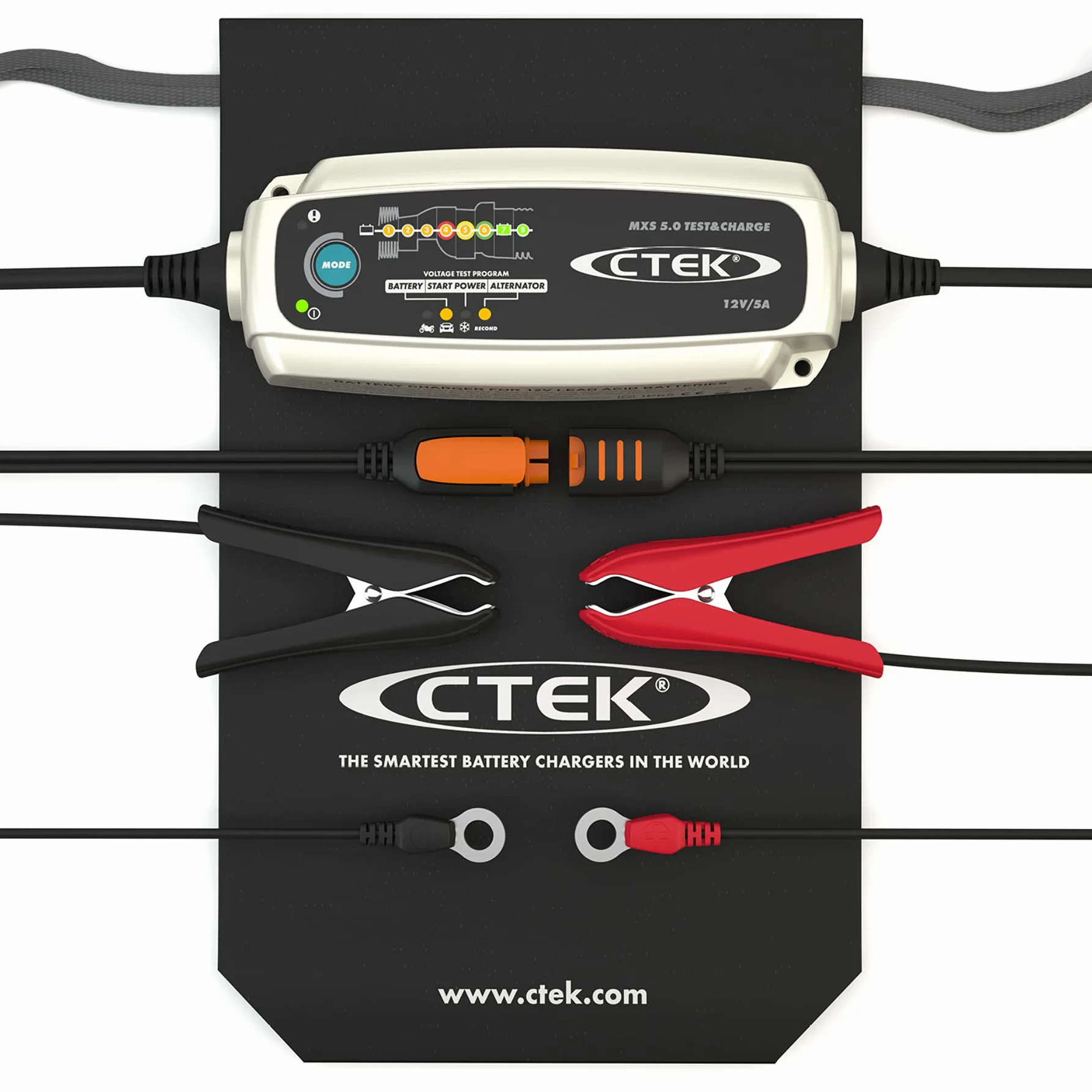 CTEK MXS 5.0 TEST & CHARGE Caricabatterie 12V 5A, Mantenitore Di Carica Per Batteria Auto, Caricabatterie Auto E Camion, Tester Dell'Alternatore Con Modalità Di Ricondizionamento