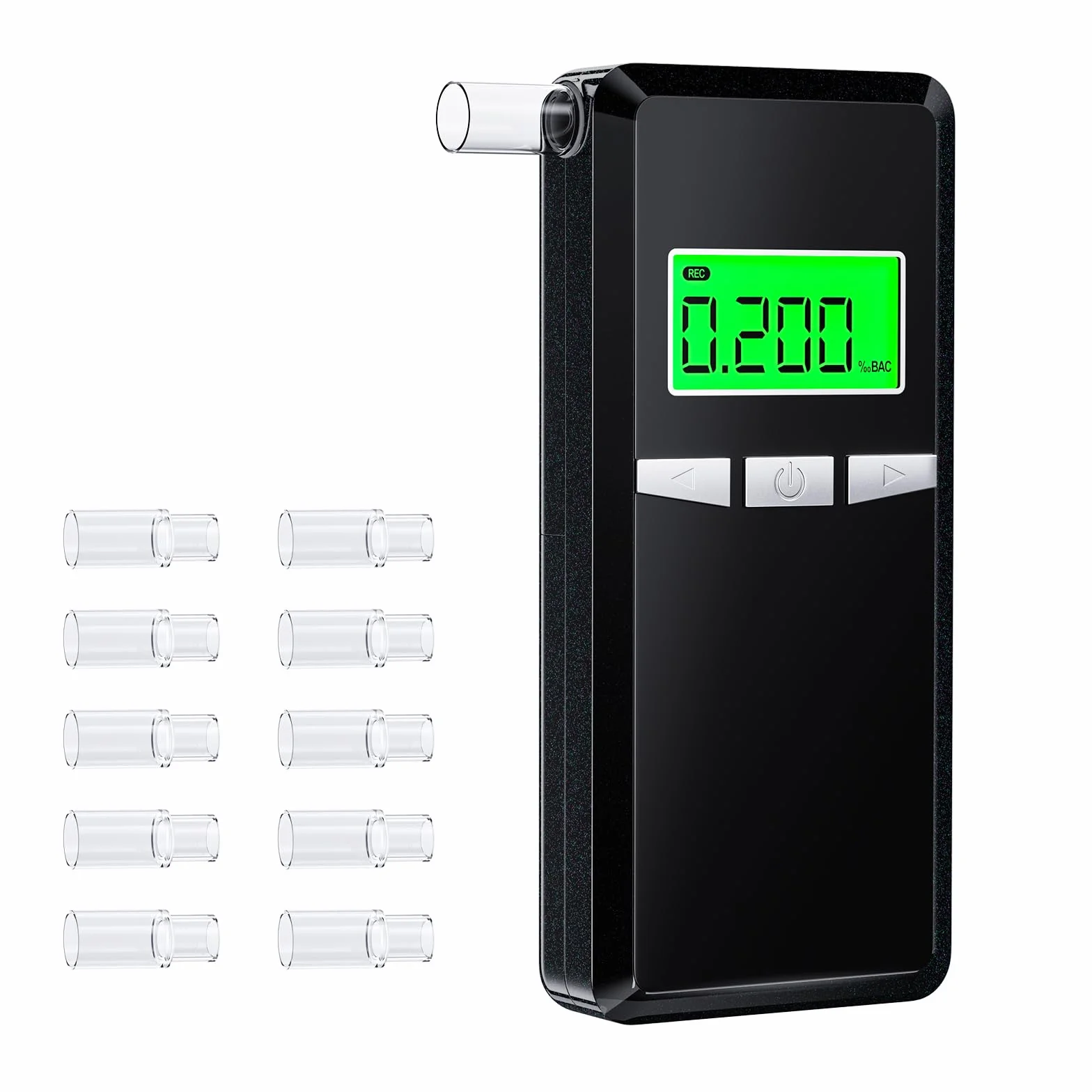 Etilometro Portatile Certificato, Altamente Preciso Alcol Test con Display LCD Blu,Ideale per Uso Domestico e Feste, con 10 Boccagli Inclusi