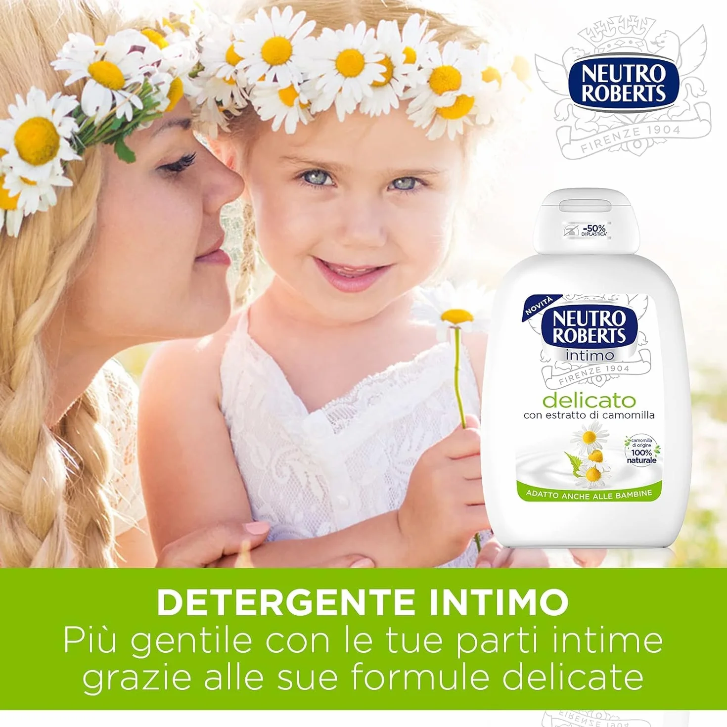 Neutro Roberts Detergente Intimo Delicato con Camomilla 100% Naturale per Pelli Sensibili 4x200 ml