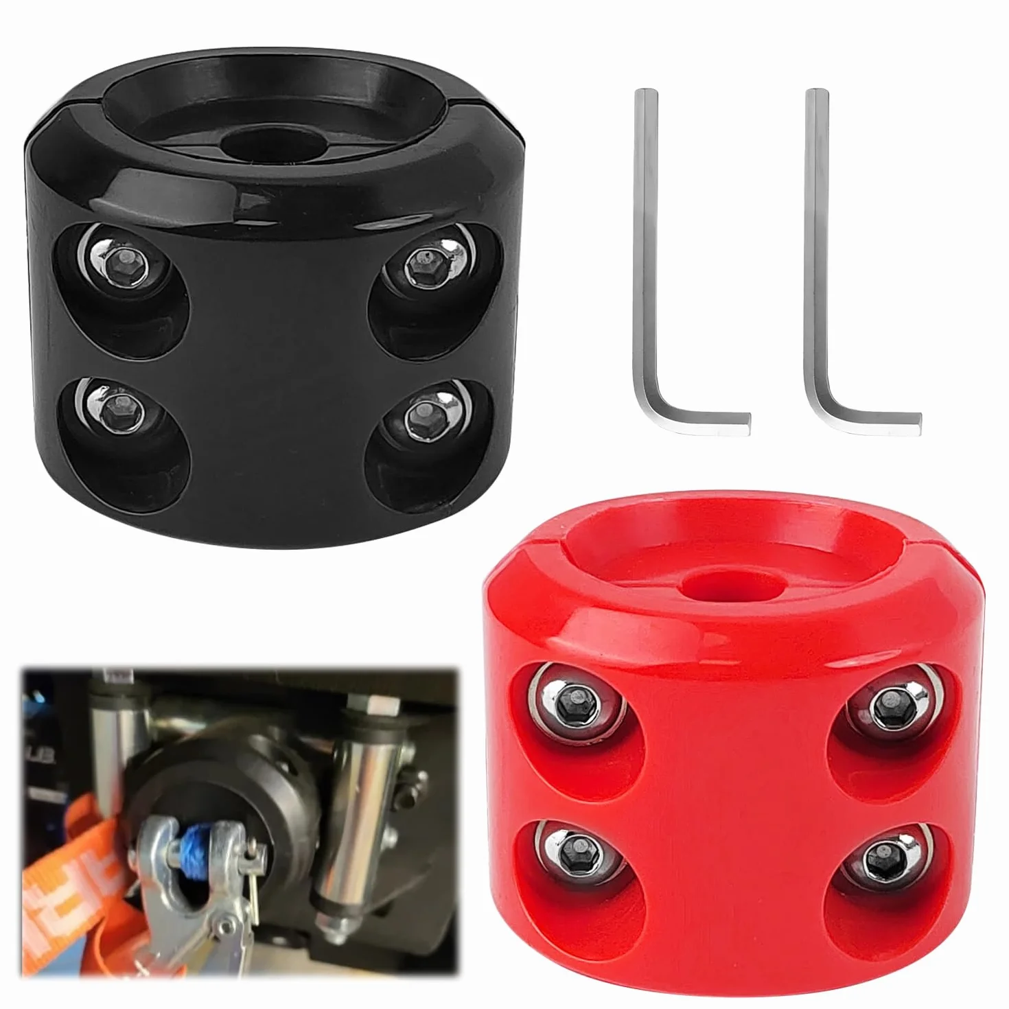 Gomma per Verricello, Gancio per Cavo Del Verricello, Protezione Del Cavo, Accessorio Impermeabile per Verricelli Atv Utv Offroad Nero Rosso