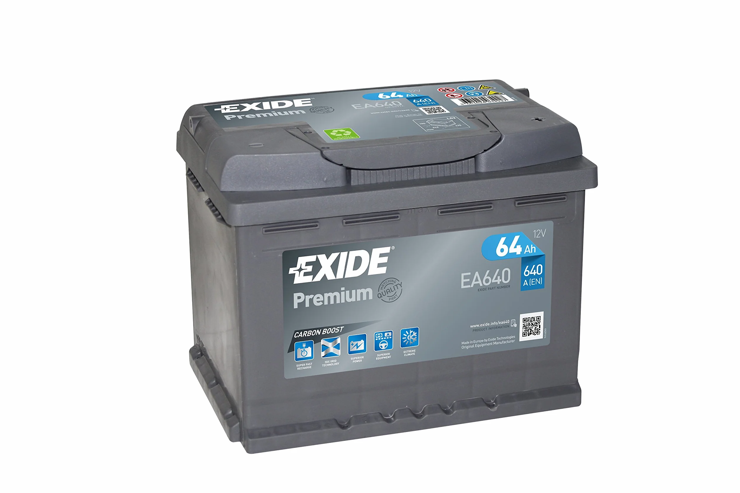 EXIDE Batteria EA640 64Ah 640A 242x175x190mm