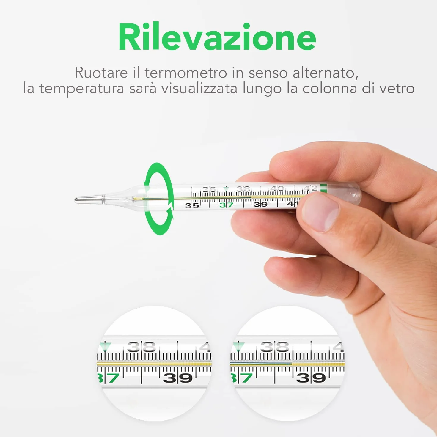 Termometro Clinico in Vetro per Febbre AIESI 2 Pezzi al Gallio Senza Mercurio