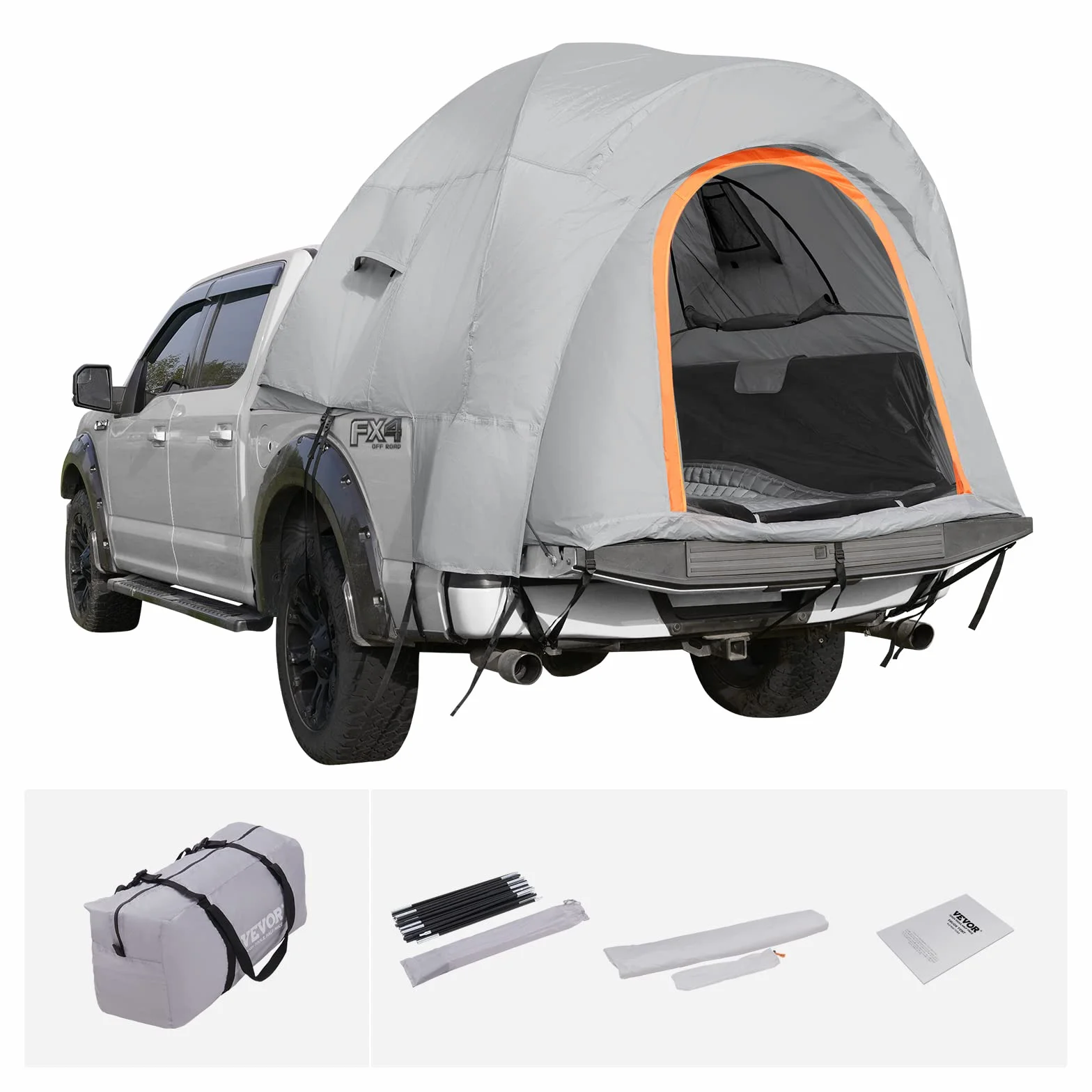VEVOR Tenda per Camion Pick-up da Campeggio Strati Doppio Spazio Interno 200 x 165 x 170 cm Impermeabilità PU2000 5,6 kg