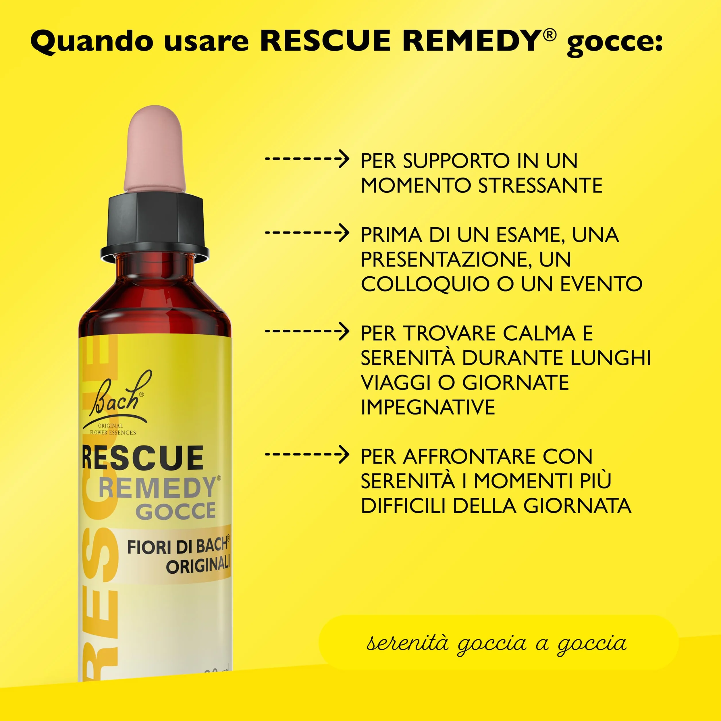 RESCUE Remedy Giallo Acceso 20 ml per Salute mentale con Alcol di Uva