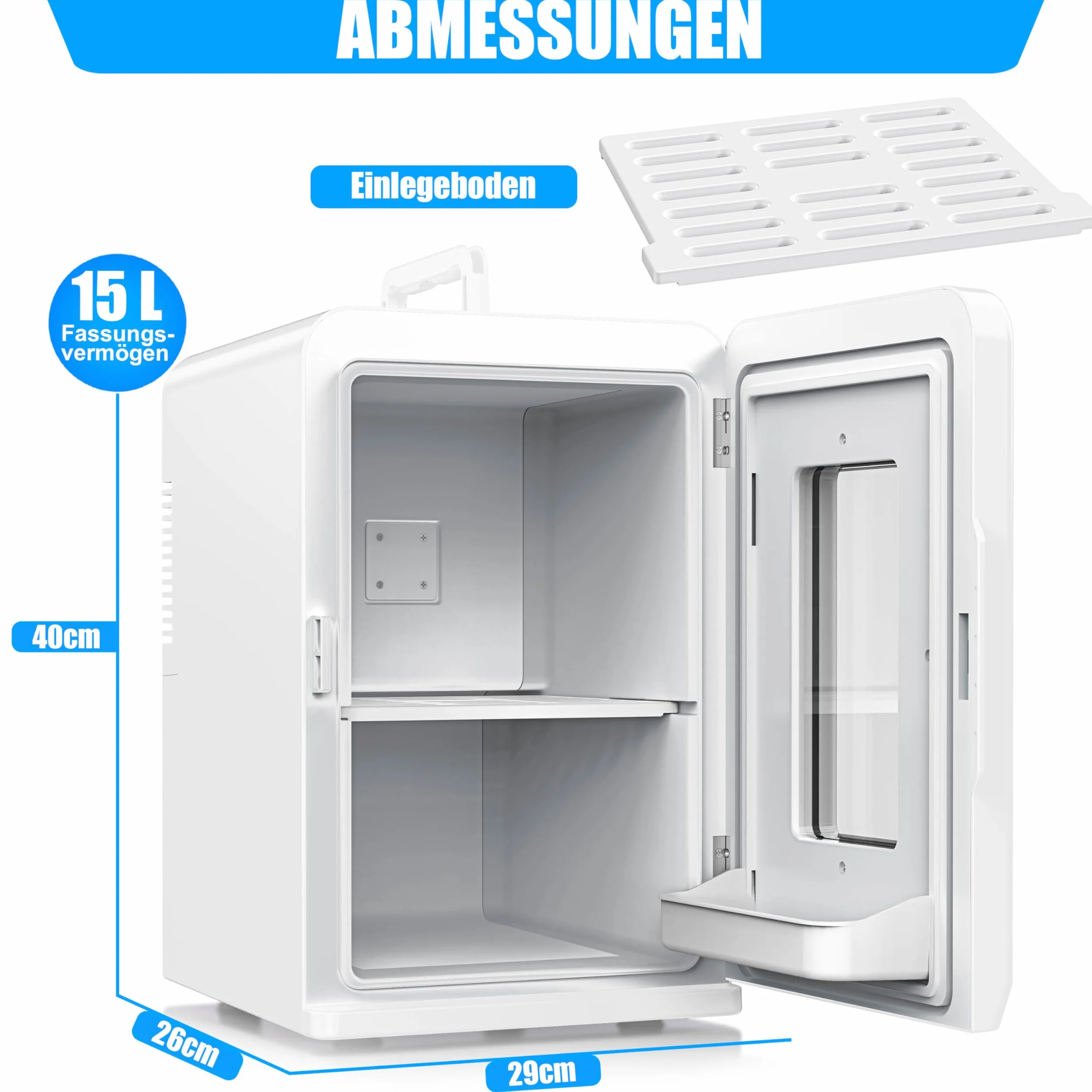 KESSER® 2in1 mini frigo box 15 litri funzione raffreddamento e riscaldamento portatile AC DC 220-240V/12V presa e accendisigari scalda sigaretta mini box termico auto ufficio, bianco